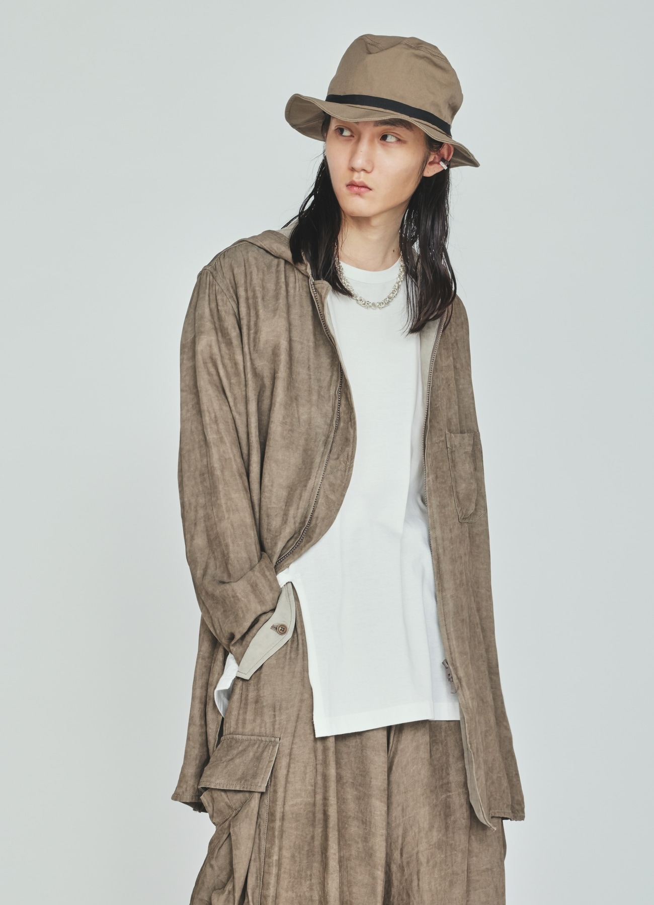 VIS/LI TWILL PIGMENT PRINT HOODED ZIP SHIRT