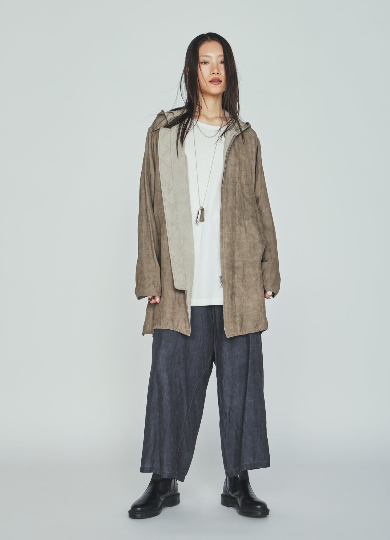 VIS/LI TWILL PIGMENT PRINT HOODED ZIP SHIRT