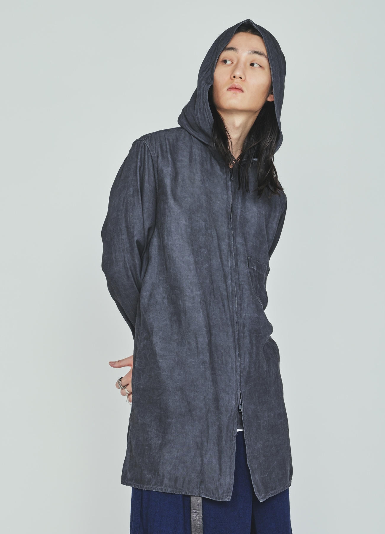 VIS/LI TWILL PIGMENT PRINT HOODED ZIP SHIRT