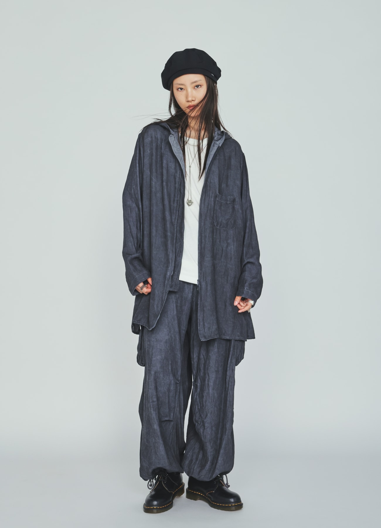 VIS/LI TWILL PIGMENT PRINT HOODED ZIP SHIRT