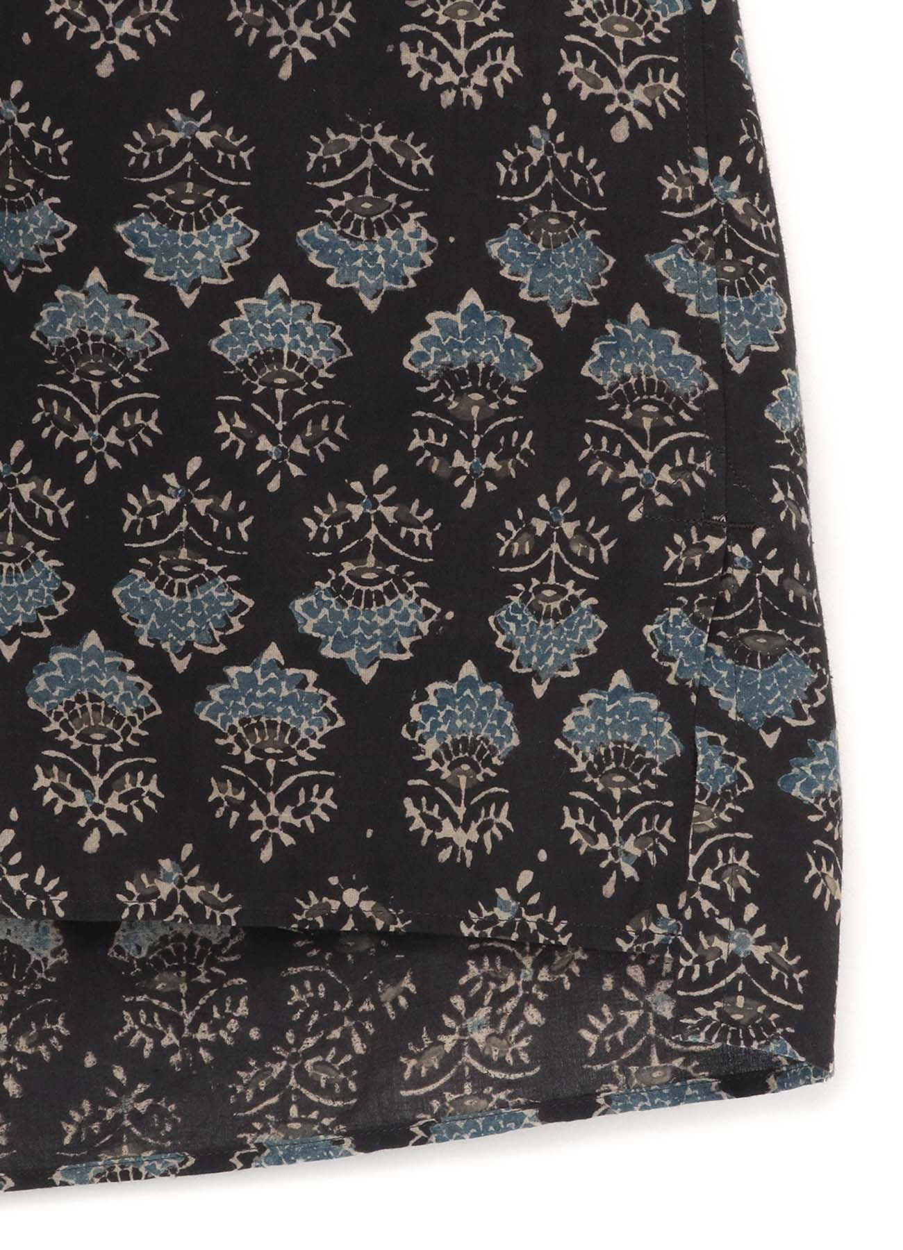 Indian Block Print Flower Emblem Pattern Open collar Lose Fit Shirt