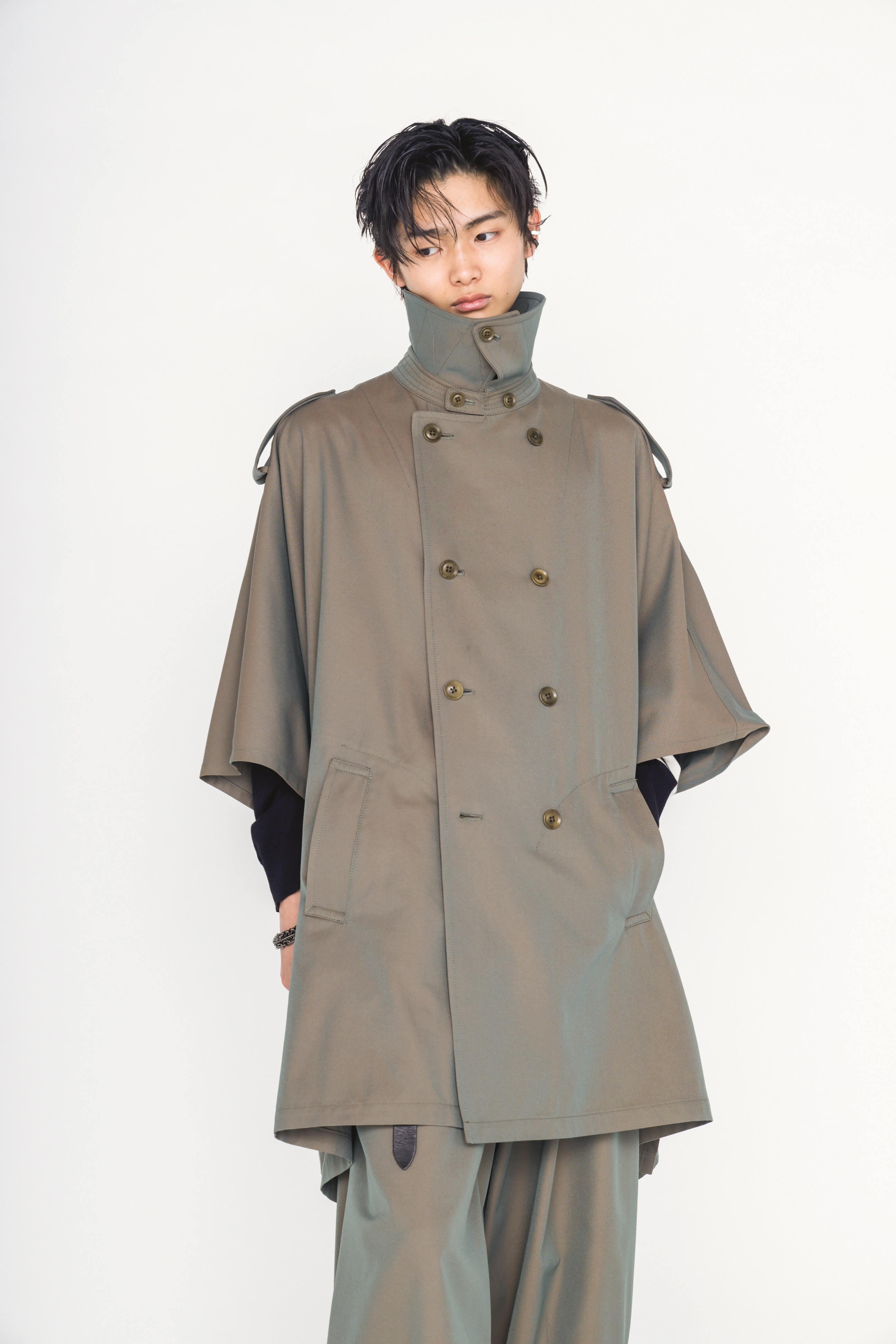 PE/RY REFLECTIVE TWILL EPAULETTE PONCHO