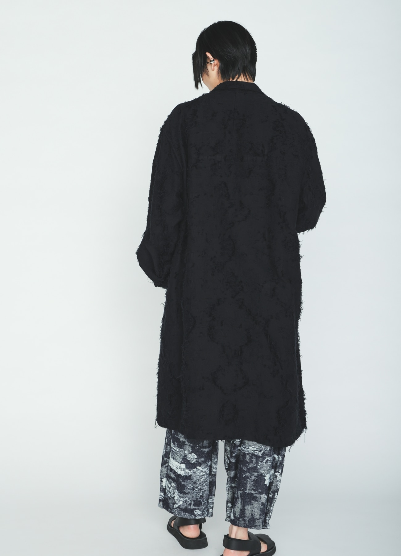 COTTON BOTANICAL SHEER JACQUARD ONE-BUTTON LONG COAT