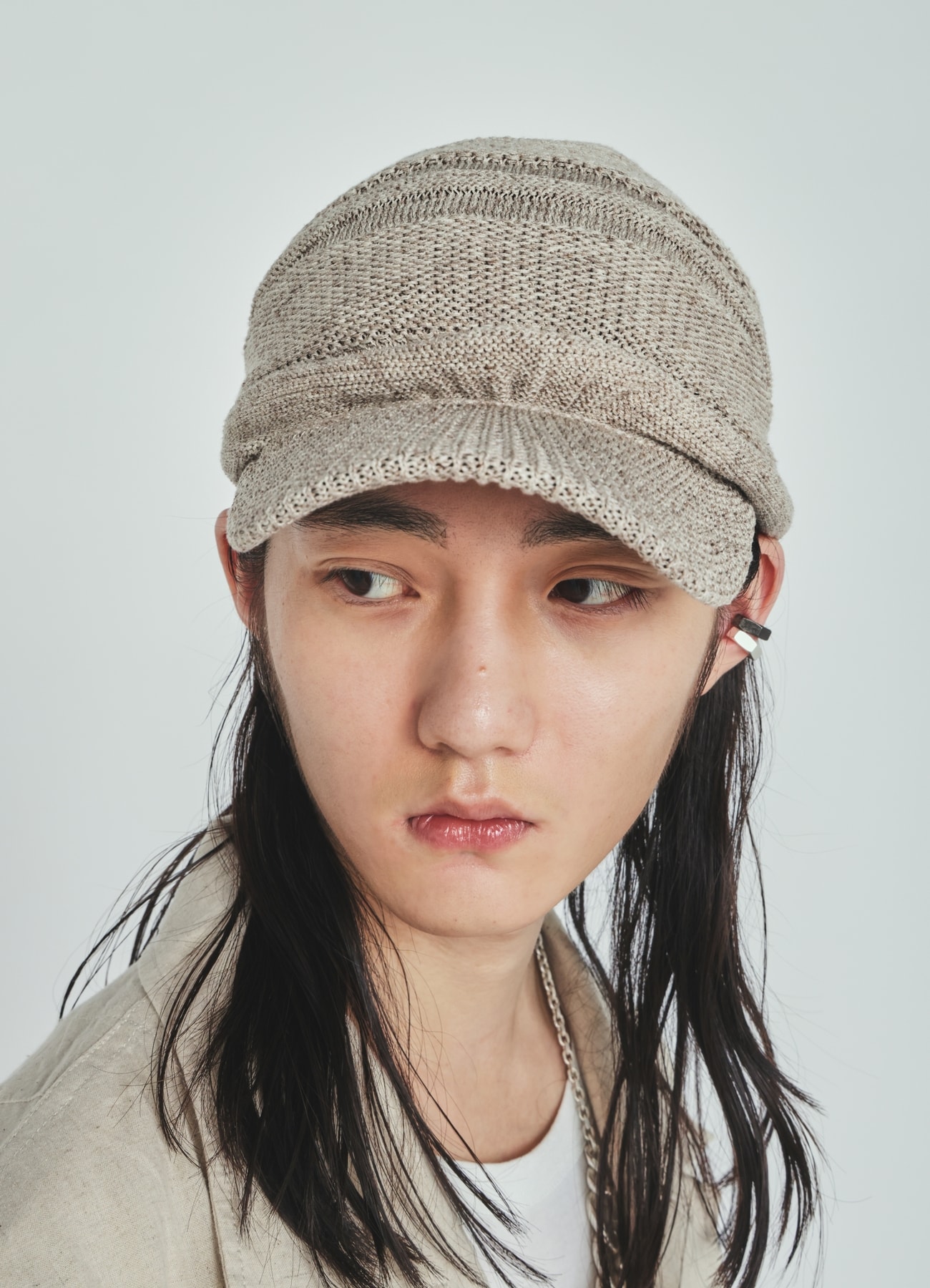 ACRYLIC FLAX KNIT CASQUETTE