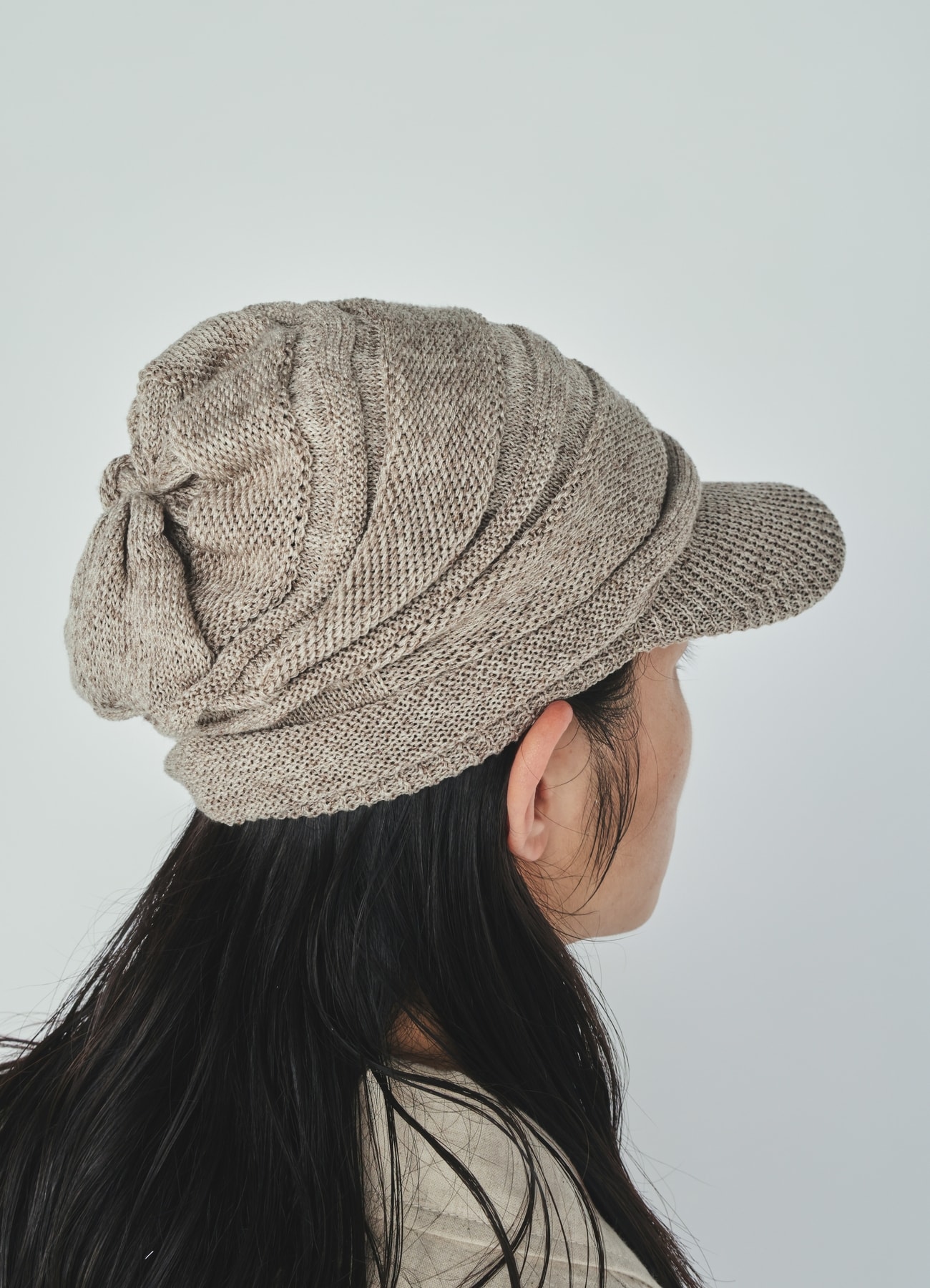ACRYLIC FLAX KNIT CASQUETTE