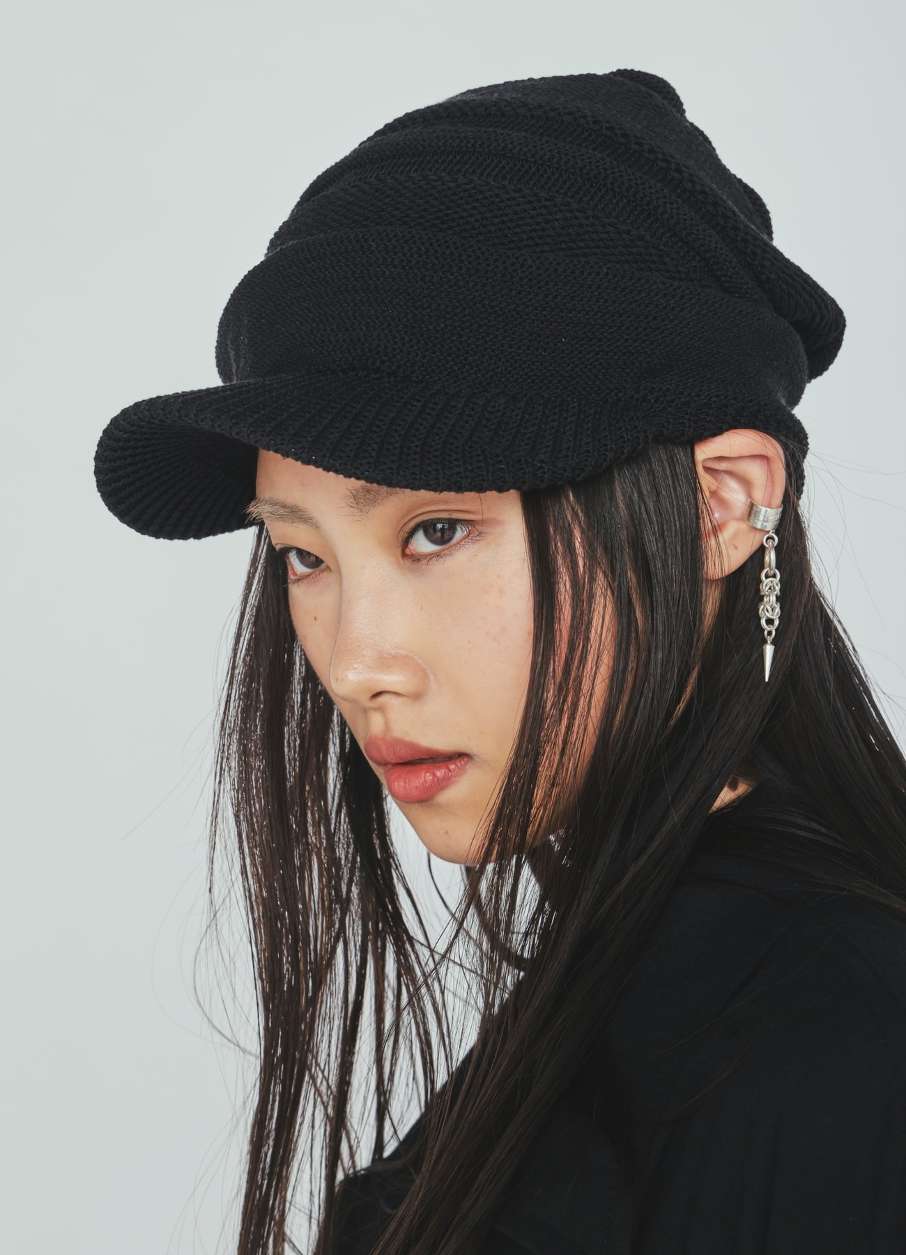 ACRYLIC FLAX KNIT CASQUETTE