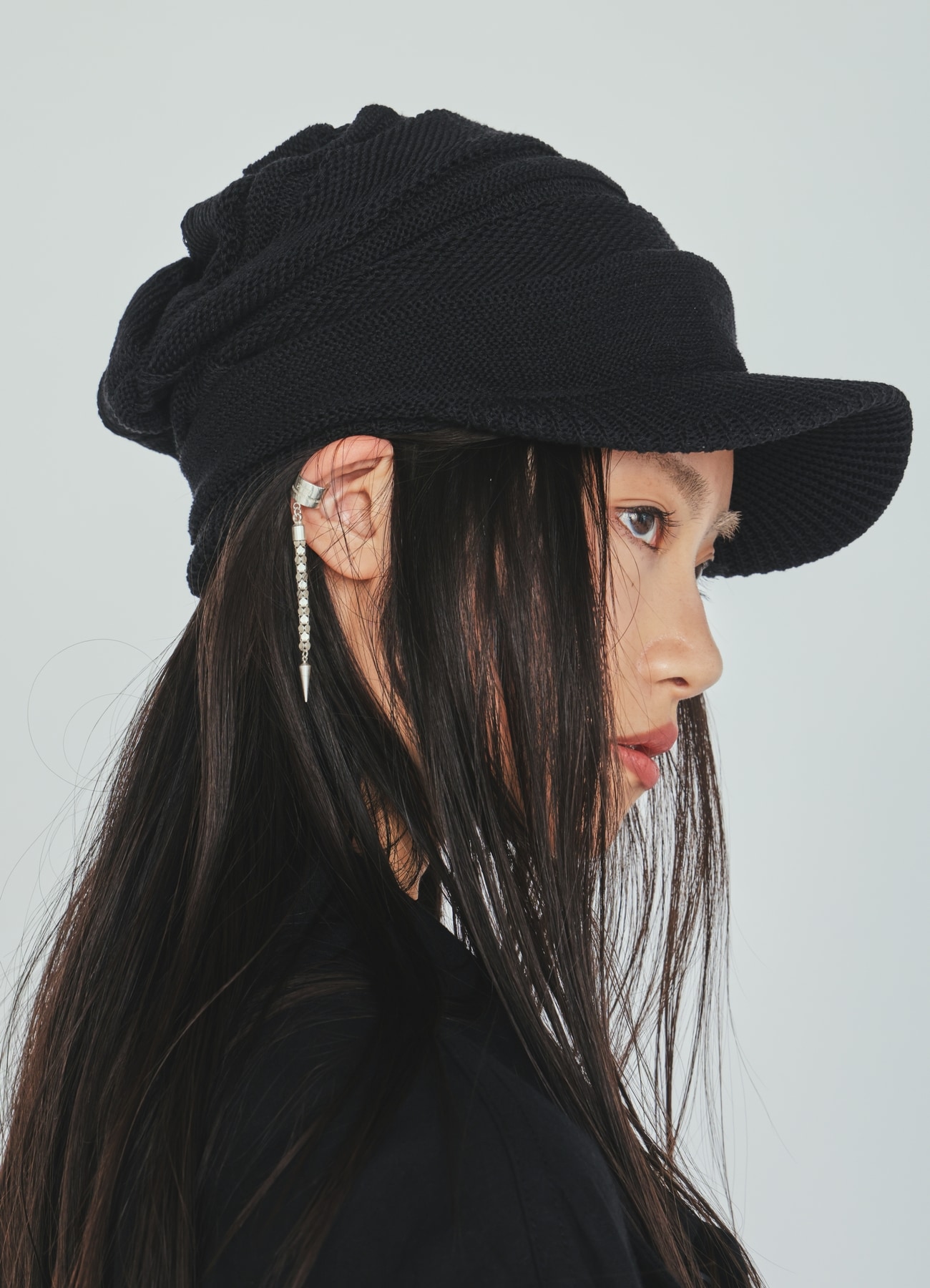 ACRYLIC FLAX KNIT CASQUETTE