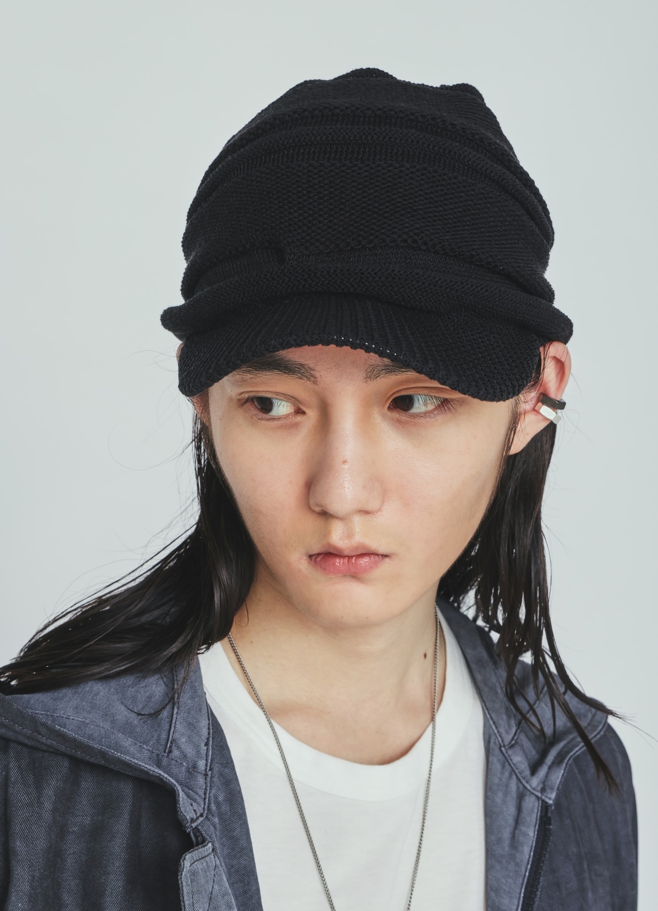 ACRYLIC FLAX KNIT CASQUETTE