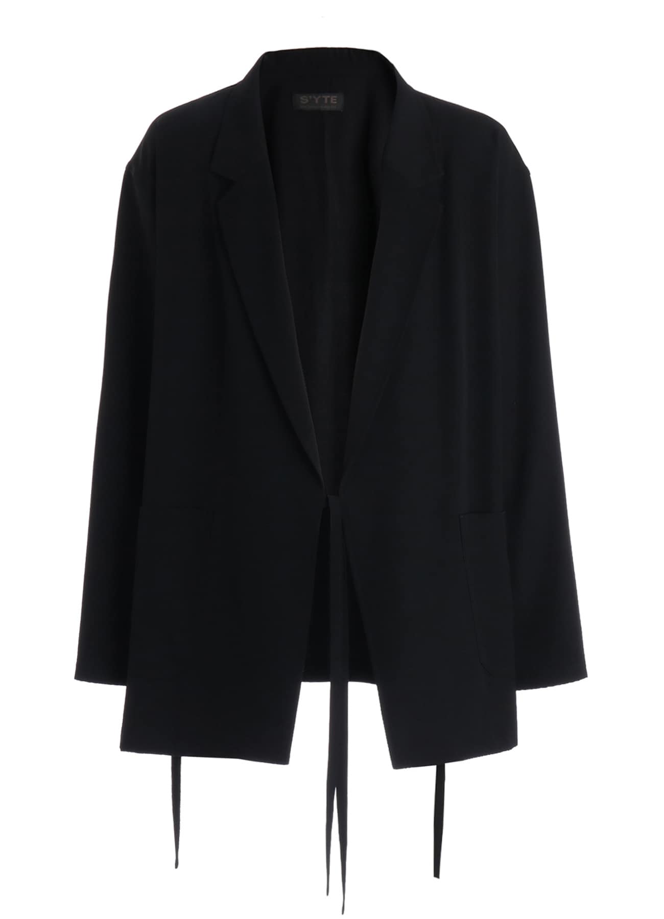 WASHER WOOL GABARDINE SEMI-DOUBLE-BREASTED TIE-FRONT JACKET