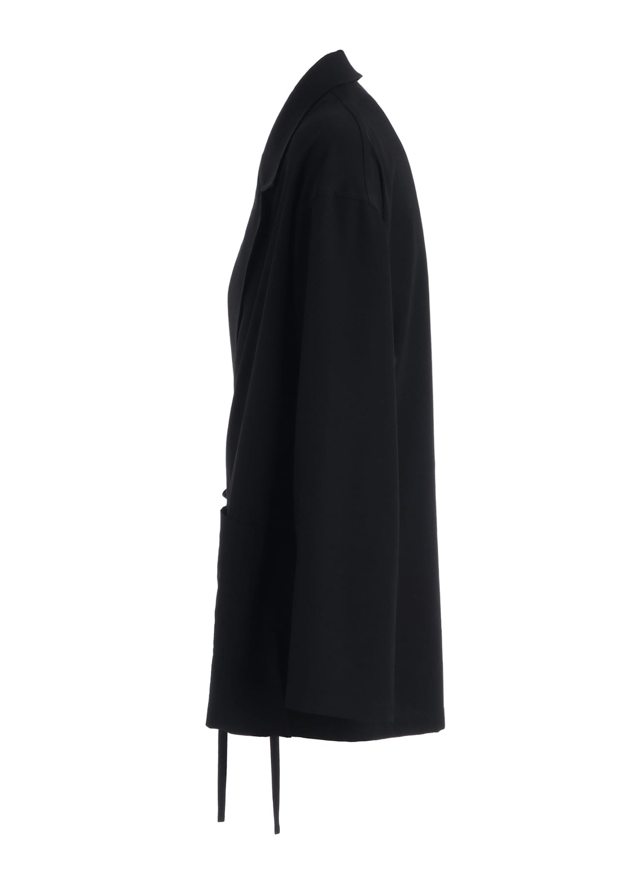 WASHER WOOL GABARDINE SEMI-DOUBLE-BREASTED TIE-FRONT JACKET