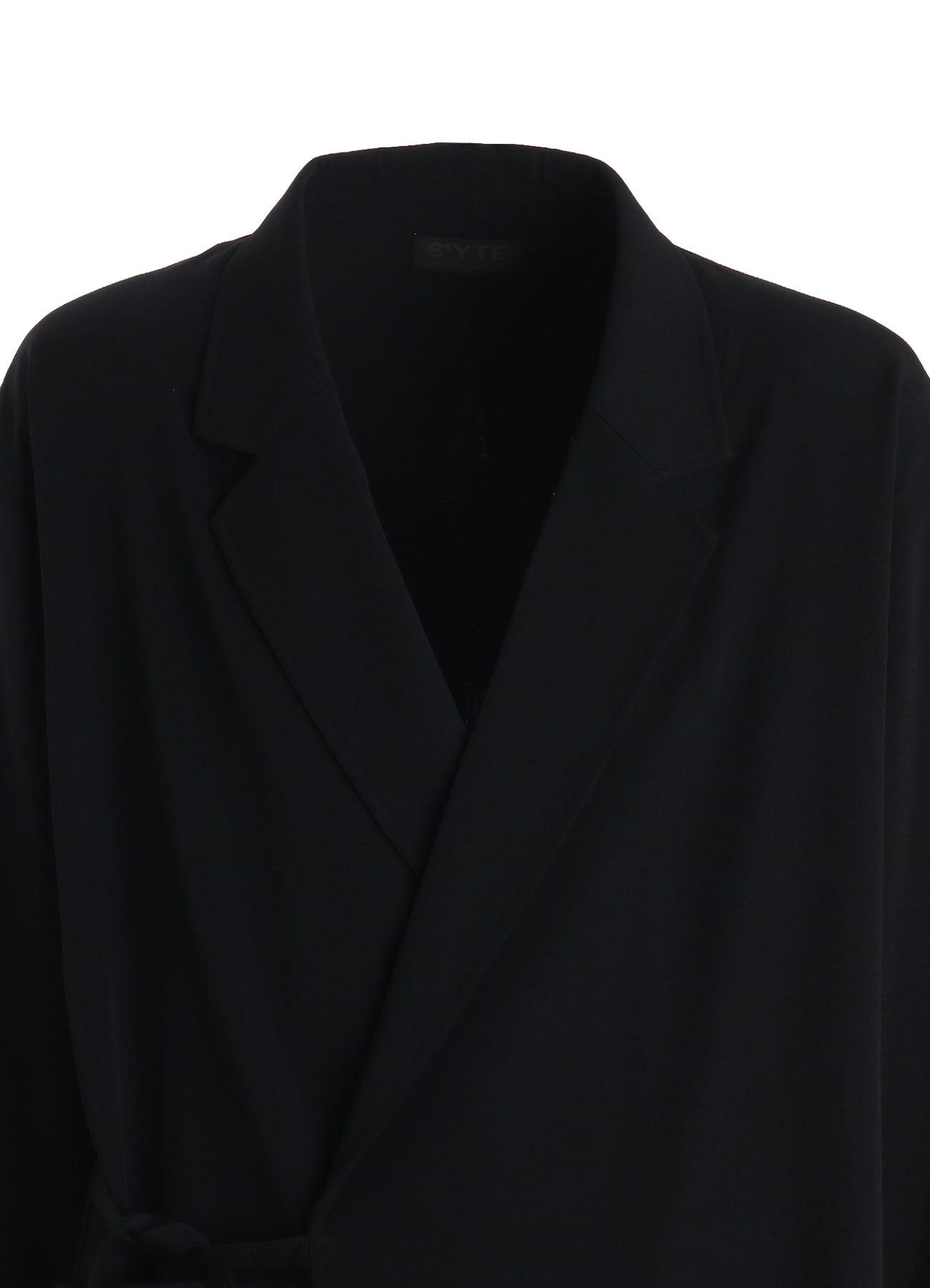 WASHER WOOL GABARDINE SEMI-DOUBLE-BREASTED TIE-FRONT JACKET