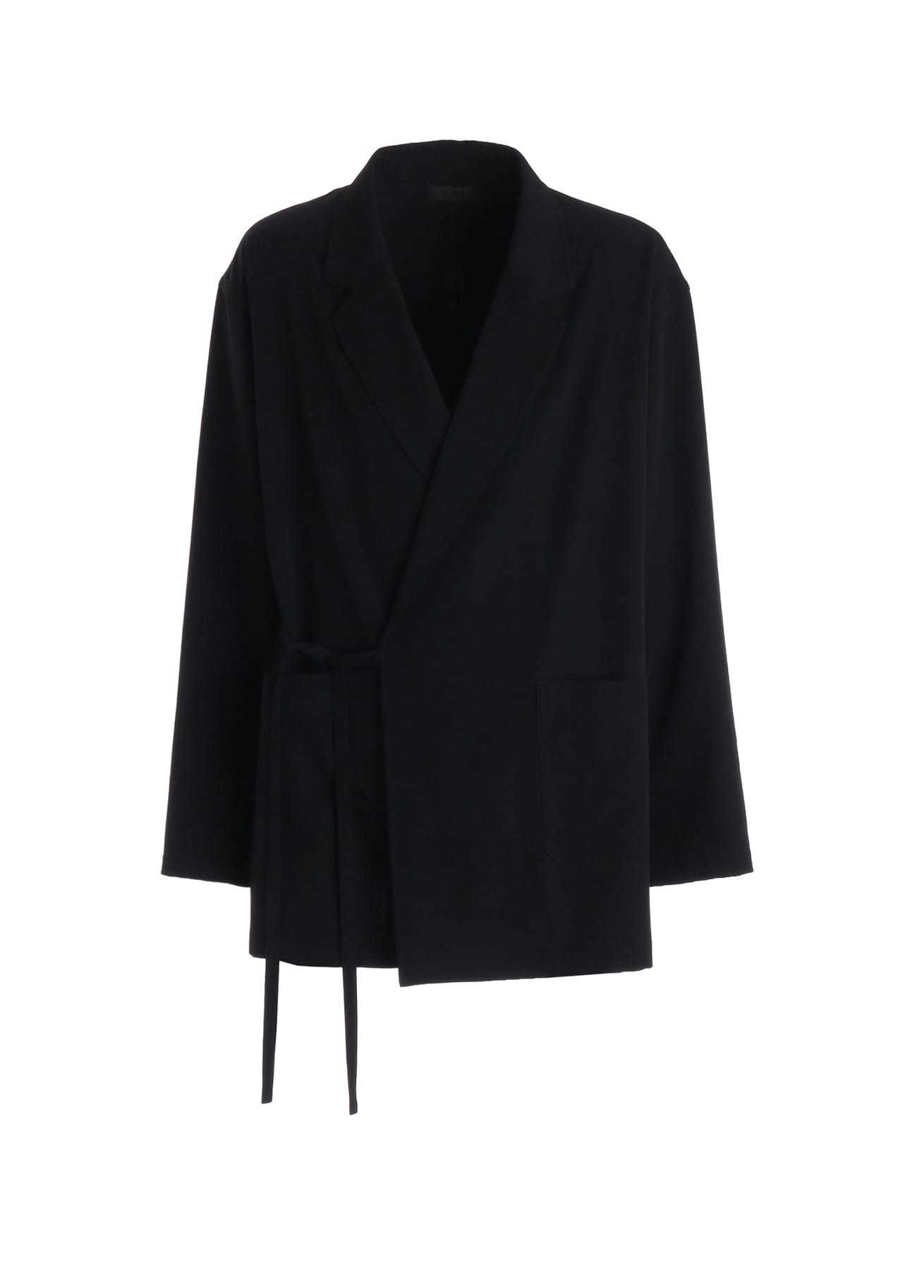 WASHER WOOL GABARDINE SEMI-DOUBLE-BREASTED TIE-FRONT JACKET