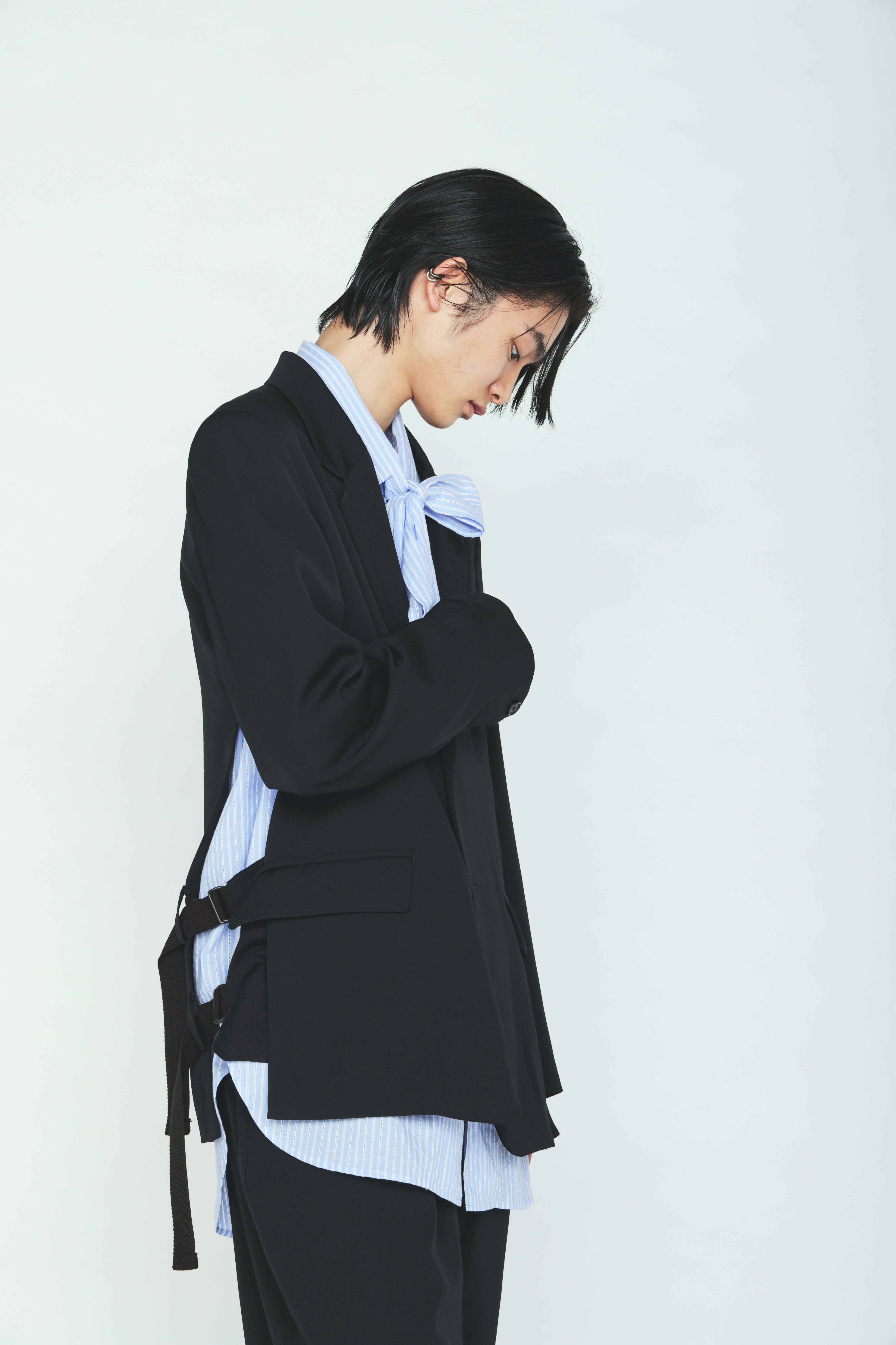 WASHER WOOL GABARDINE SIDE-BELTED JACKET