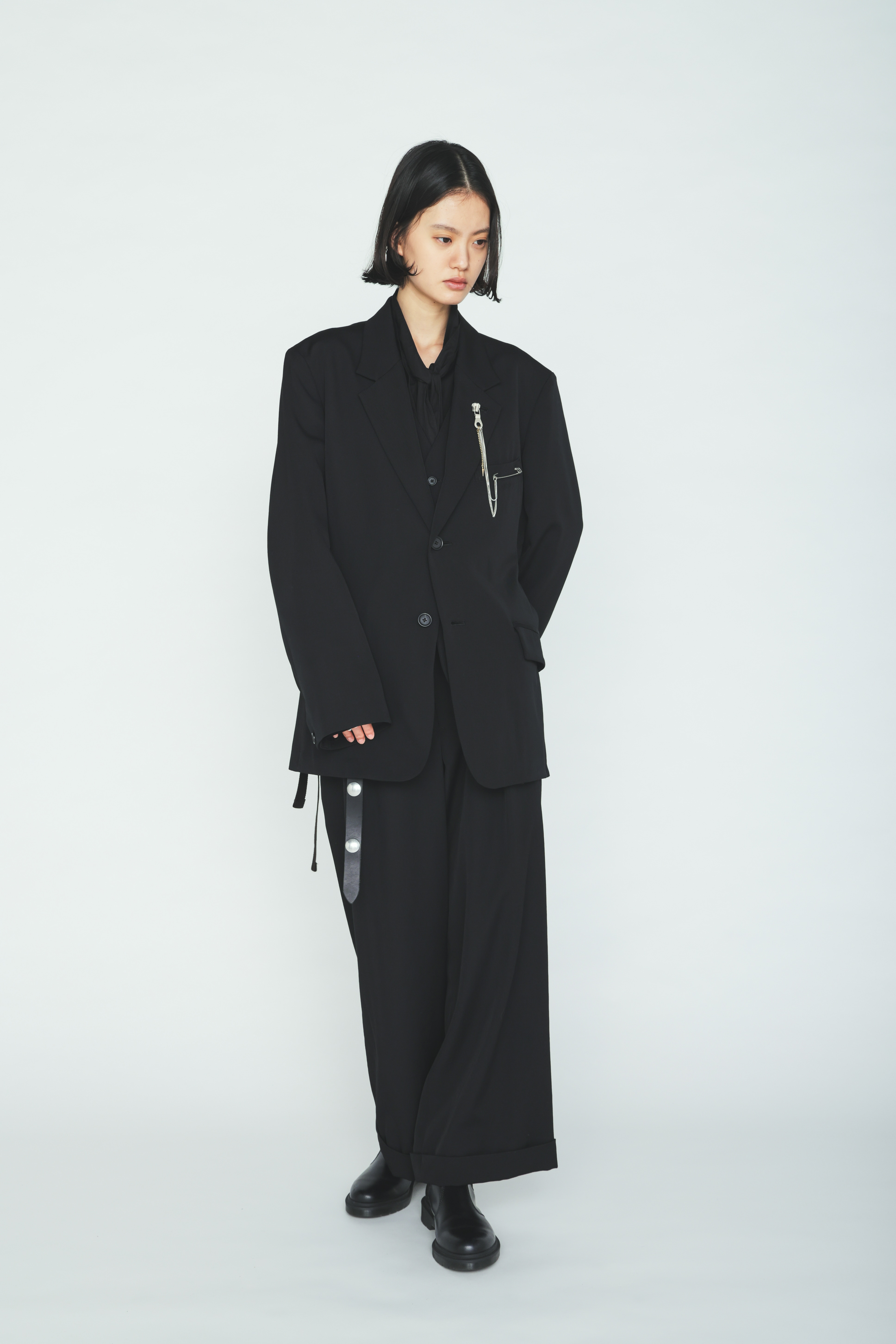 WASHER WOOL GABARDINE SIDE-BELTED JACKET