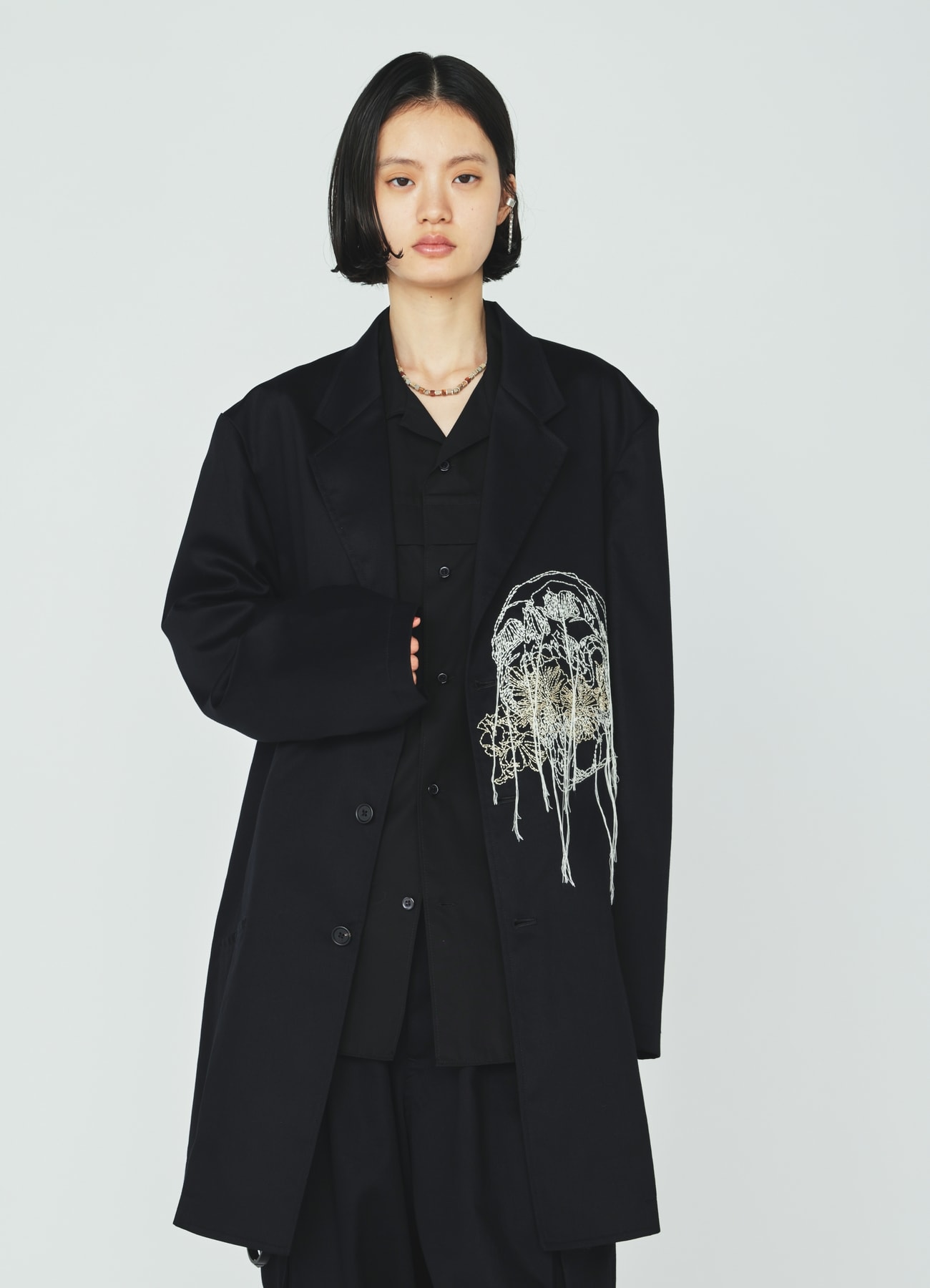 COTTON TWILL SKULL EMBROIDERY JACKET