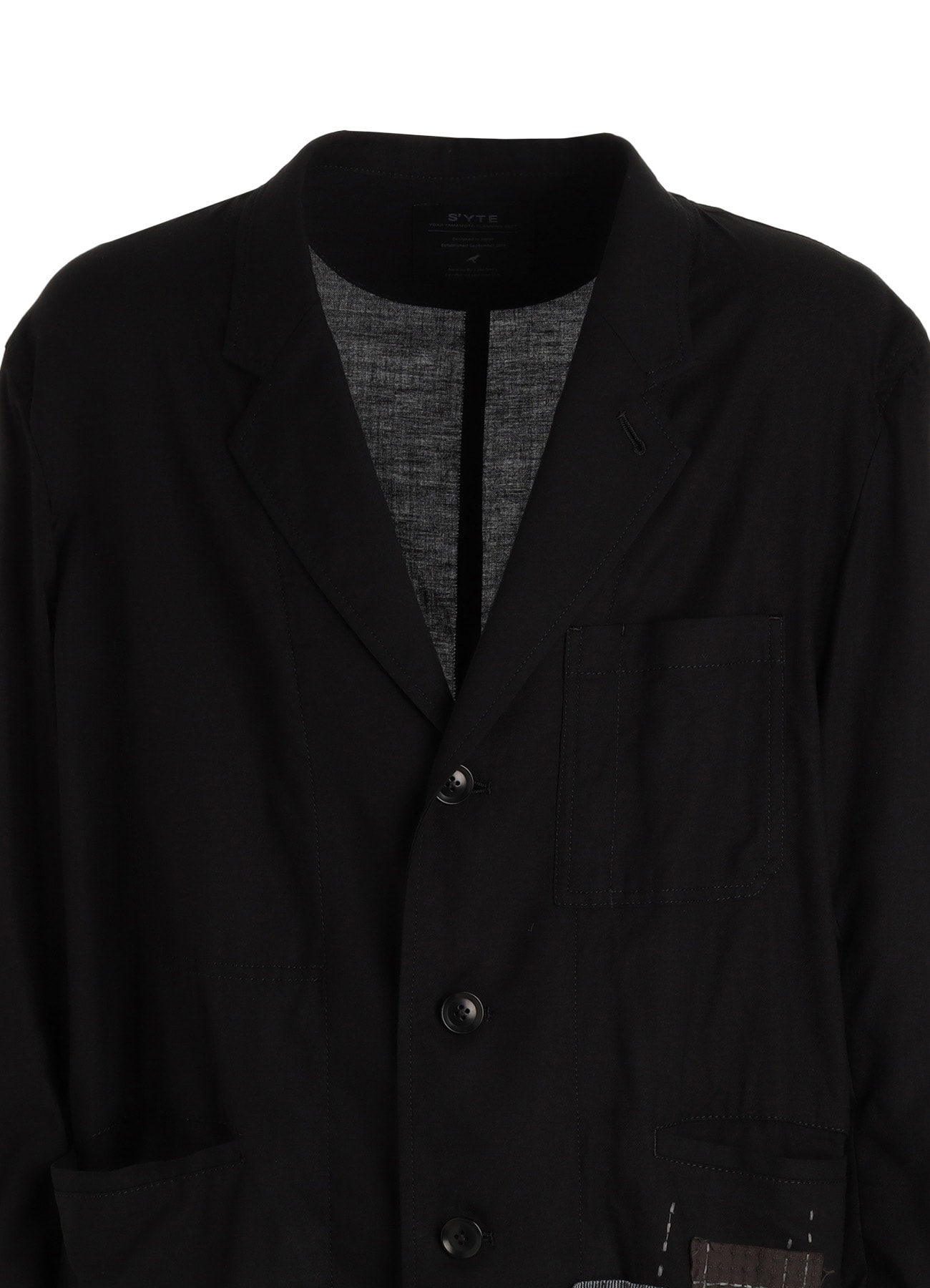 ORGANIC COTTON WASHER ASYMMETRIC SASHIKO EMBROIDERY JACKET