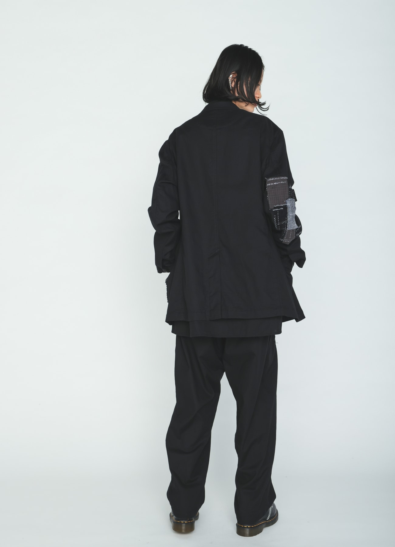 ORGANIC COTTON WASHER ASYMMETRIC SASHIKO EMBROIDERY JACKET