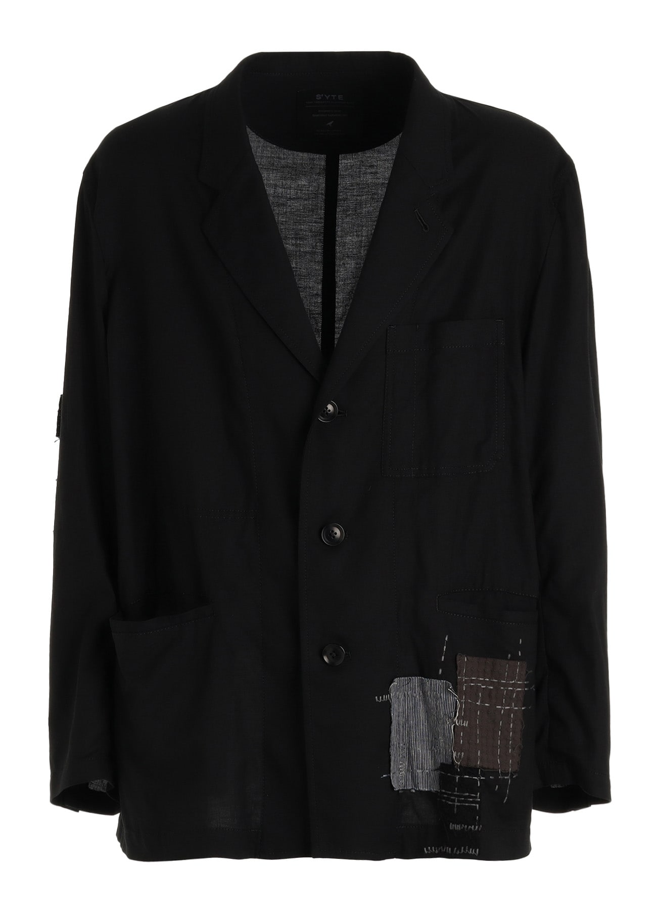 ORGANIC COTTON WASHER ASYMMETRIC SASHIKO EMBROIDERY JACKET