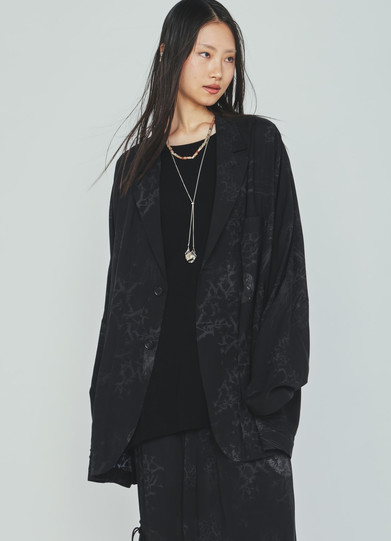 RAYON “Y” LETTER AND SUN-MOON PRINT RAGLAN JACKET
