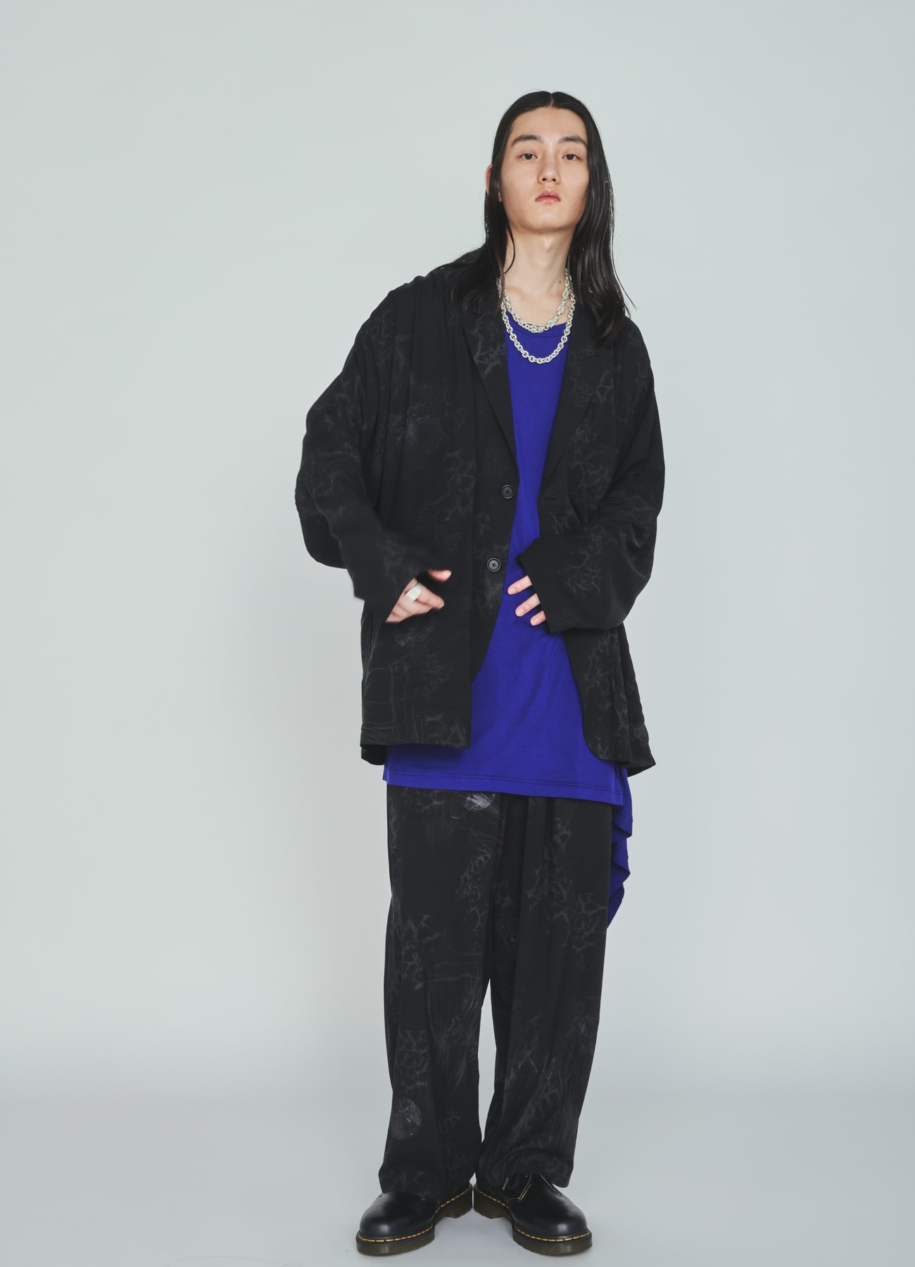 RAYON “Y” LETTER AND SUN-MOON PRINT RAGLAN JACKET