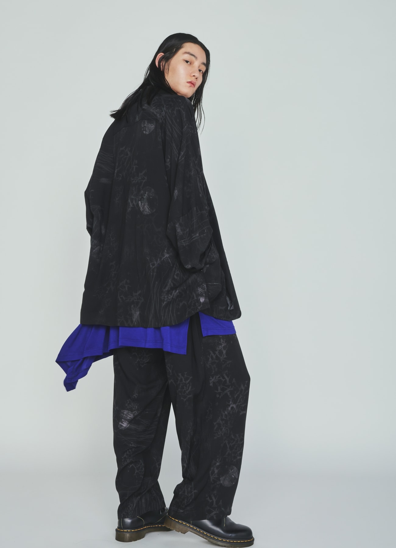 RAYON “Y” LETTER AND SUN-MOON PRINT RAGLAN JACKET