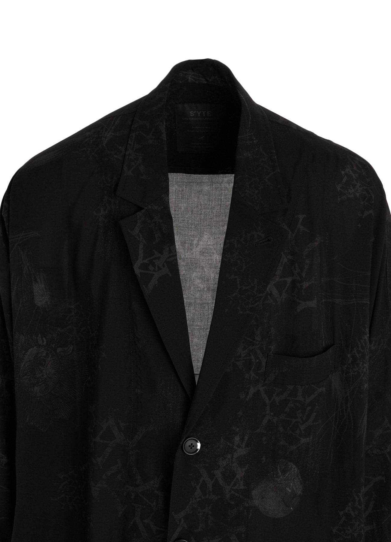 RAYON “Y” LETTER AND SUN-MOON PRINT RAGLAN JACKET(M Black): S'YTE