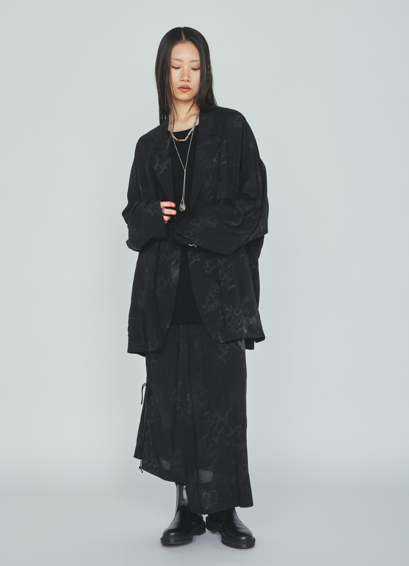RAYON “Y” LETTER AND SUN-MOON PRINT RAGLAN JACKET