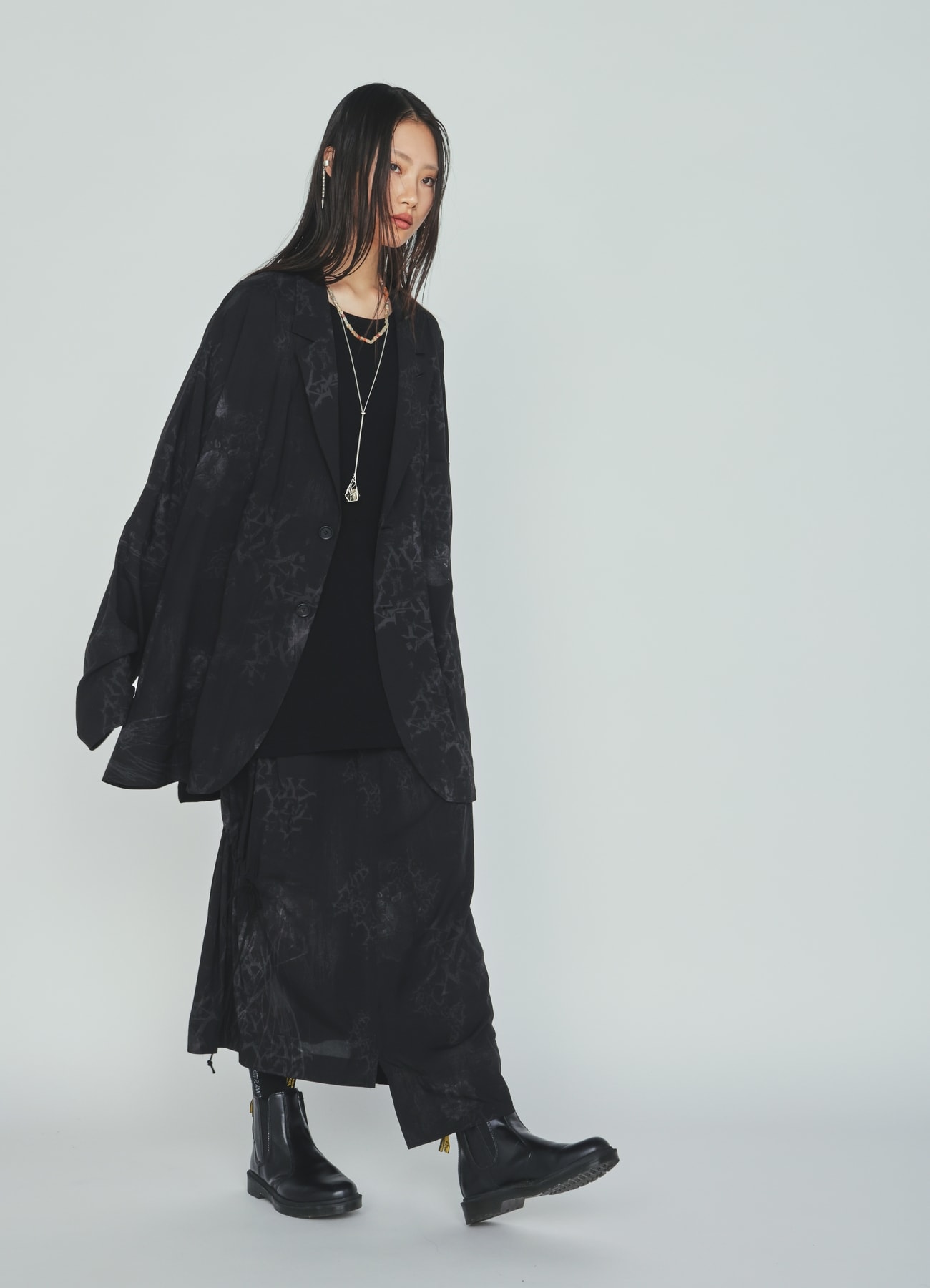 RAYON “Y” LETTER AND SUN-MOON PRINT RAGLAN JACKET