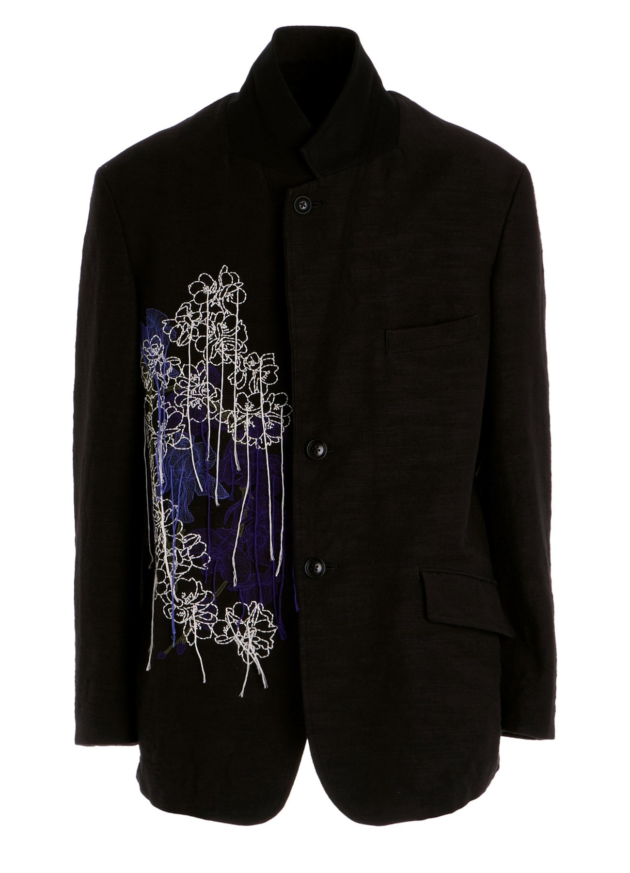 COTTON/LINEN FLOWER EMBROIDERY JACKET