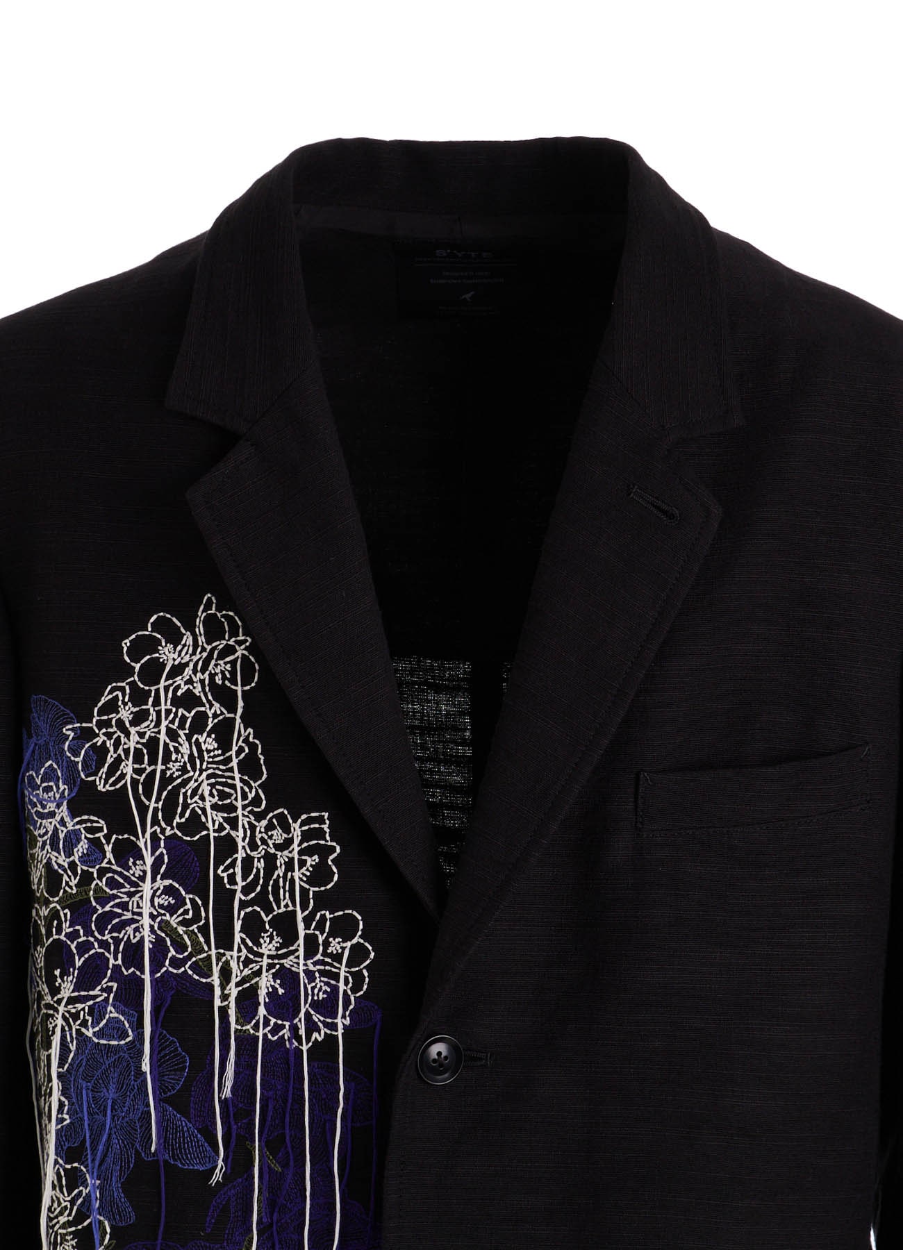 COTTON/LINEN FLOWER EMBROIDERY JACKET(S Black): S'YTE｜THE SHOP