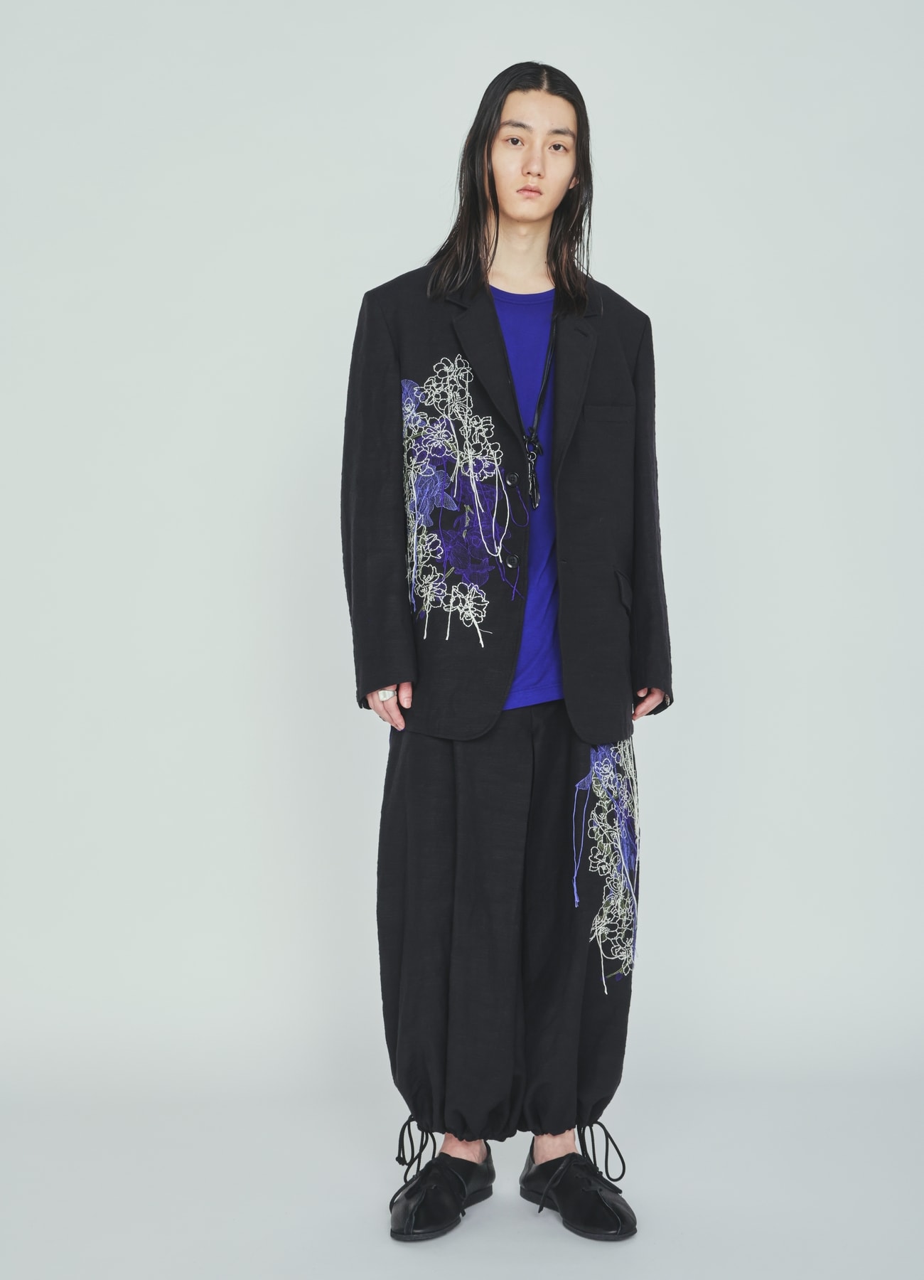 COTTON/LINEN FLOWER EMBROIDERY JACKET