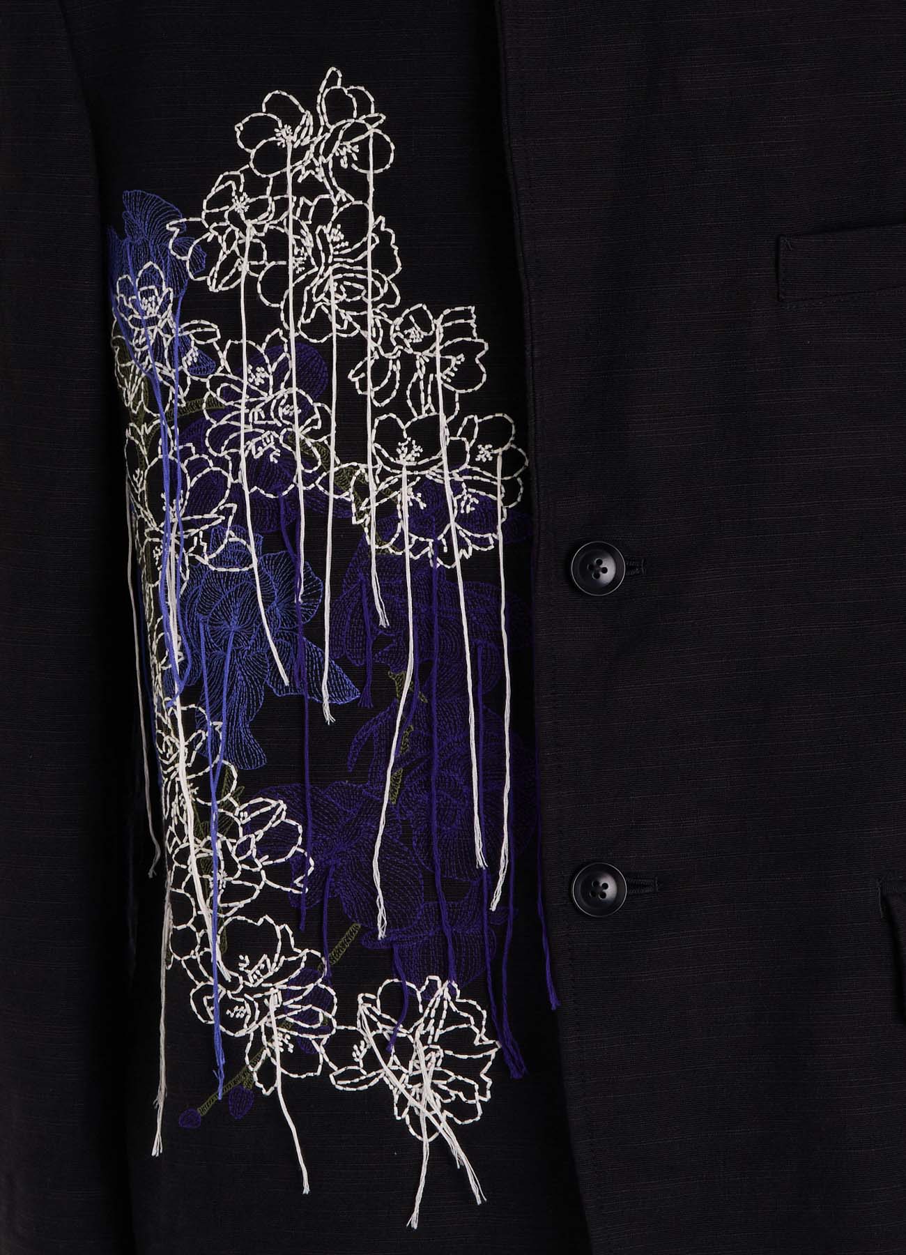 COTTON/LINEN FLOWER EMBROIDERY JACKET(S Black): S'YTE｜THE SHOP