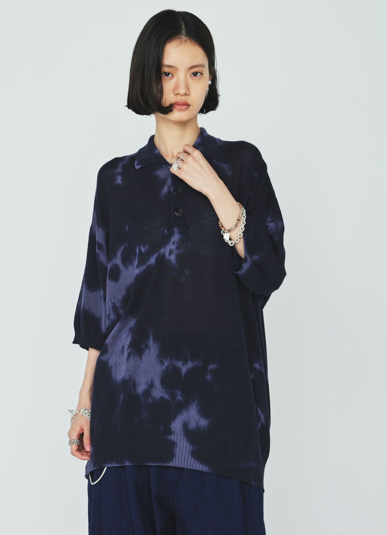 CHUSEN-DYED COMPACT TWIST POLO SHIRT