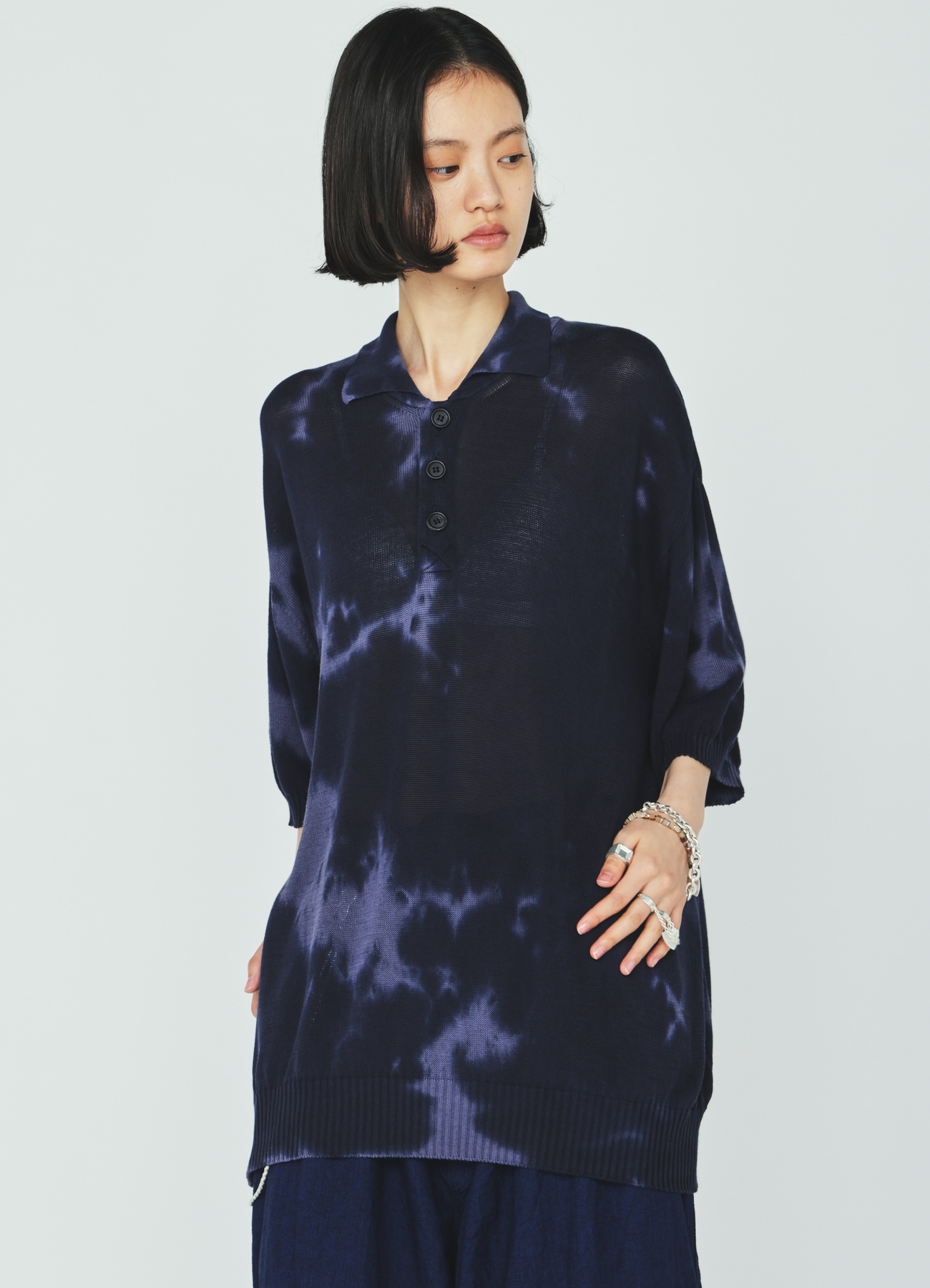 CHUSEN-DYED COMPACT TWIST POLO SHIRT