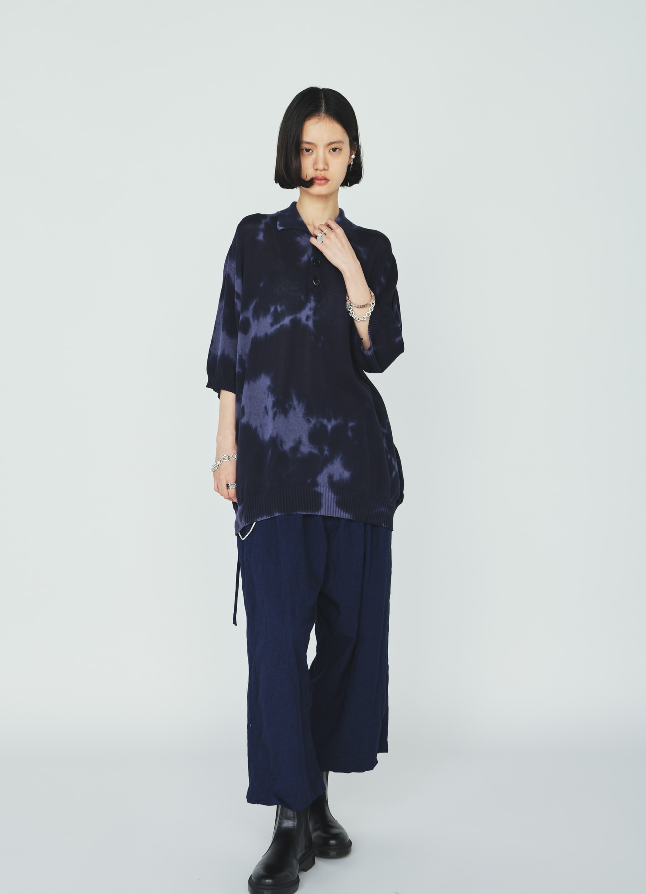 CHUSEN-DYED COMPACT TWIST POLO SHIRT
