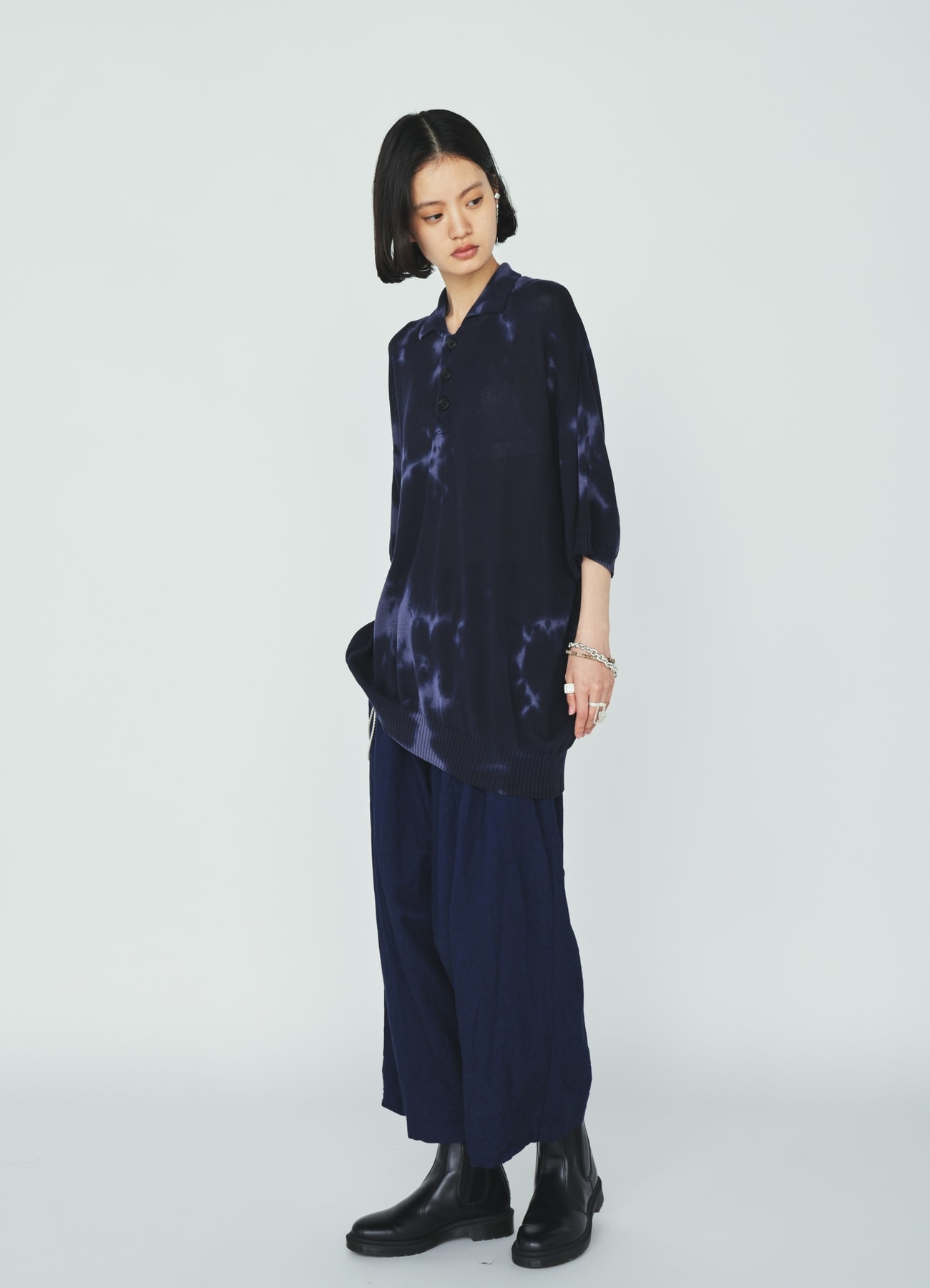 CHUSEN-DYED COMPACT TWIST POLO SHIRT