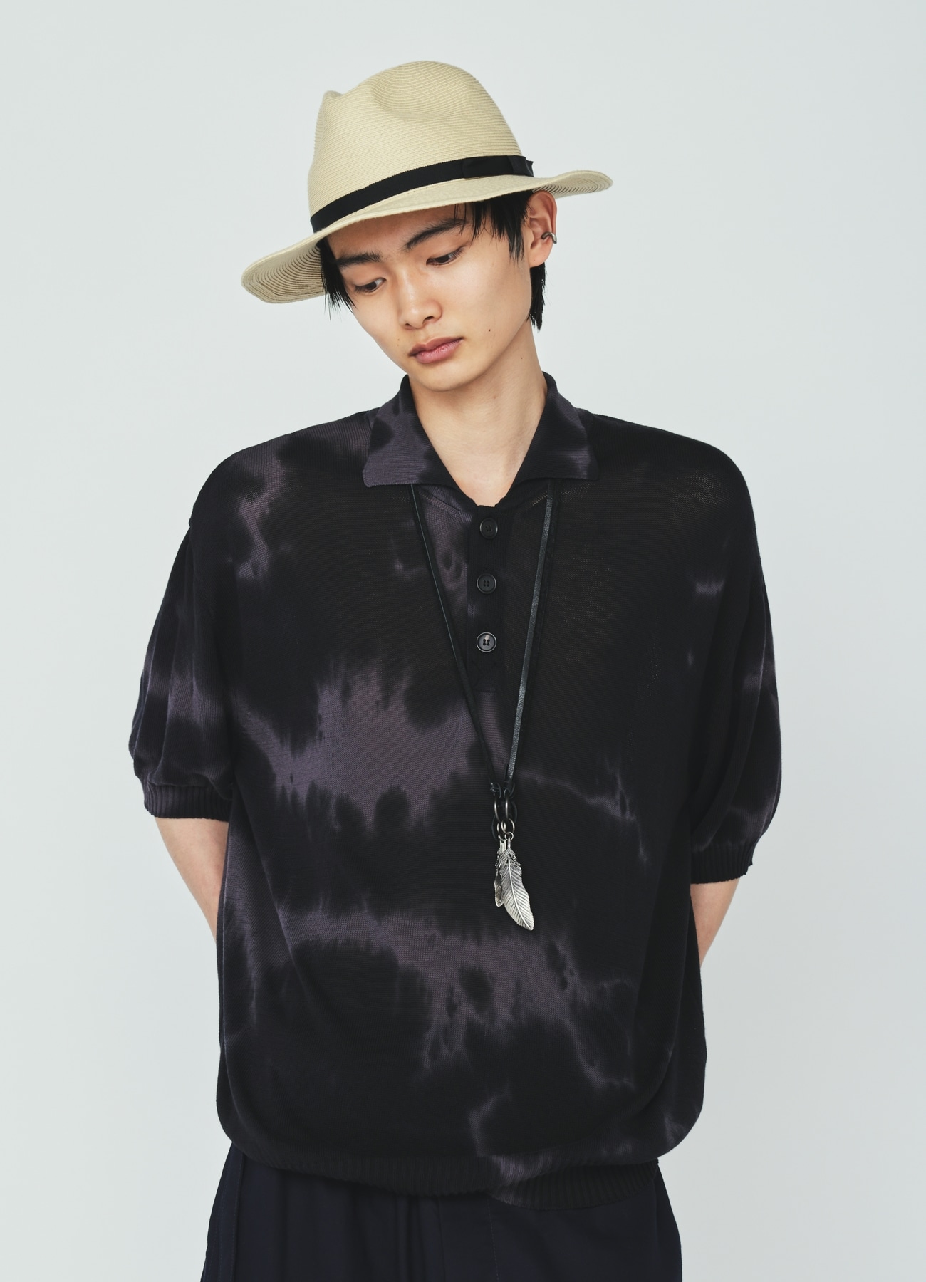 CHUSEN-DYED COMPACT TWIST POLO SHIRT