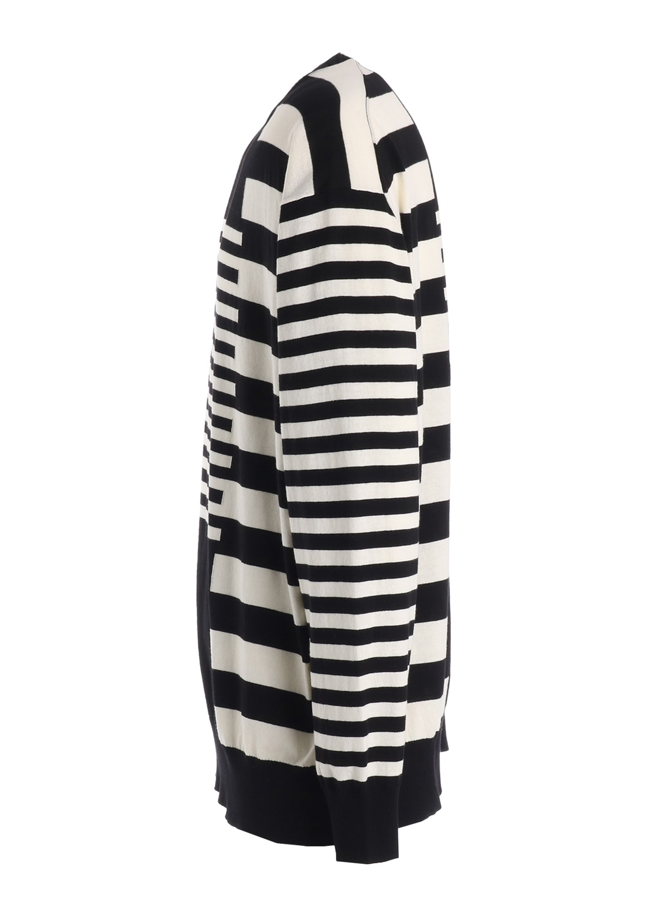 COTTON HIGH-TWIST INTARSIA BORDER PULLOVER