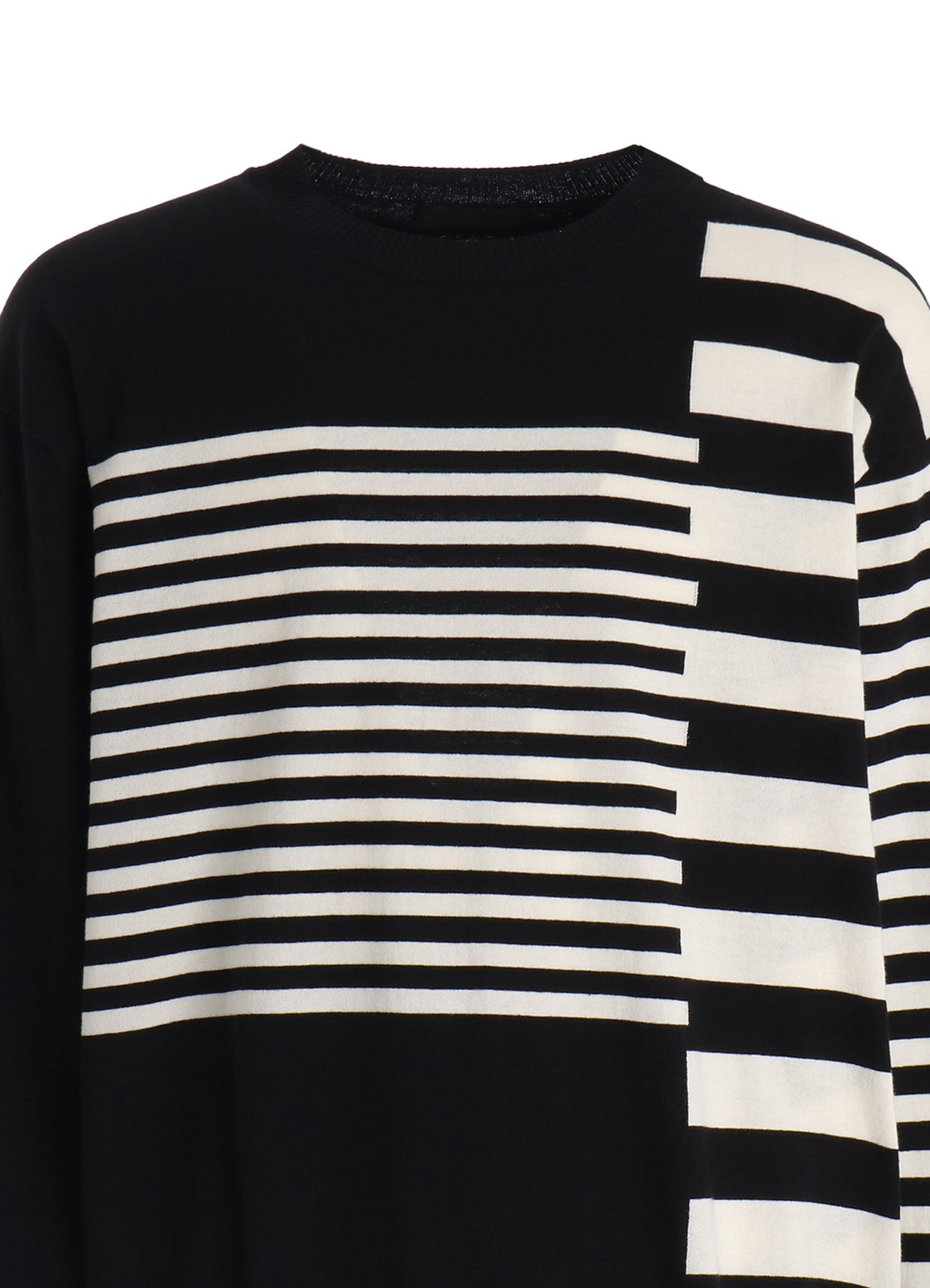 COTTON HIGH-TWIST INTARSIA BORDER PULLOVER