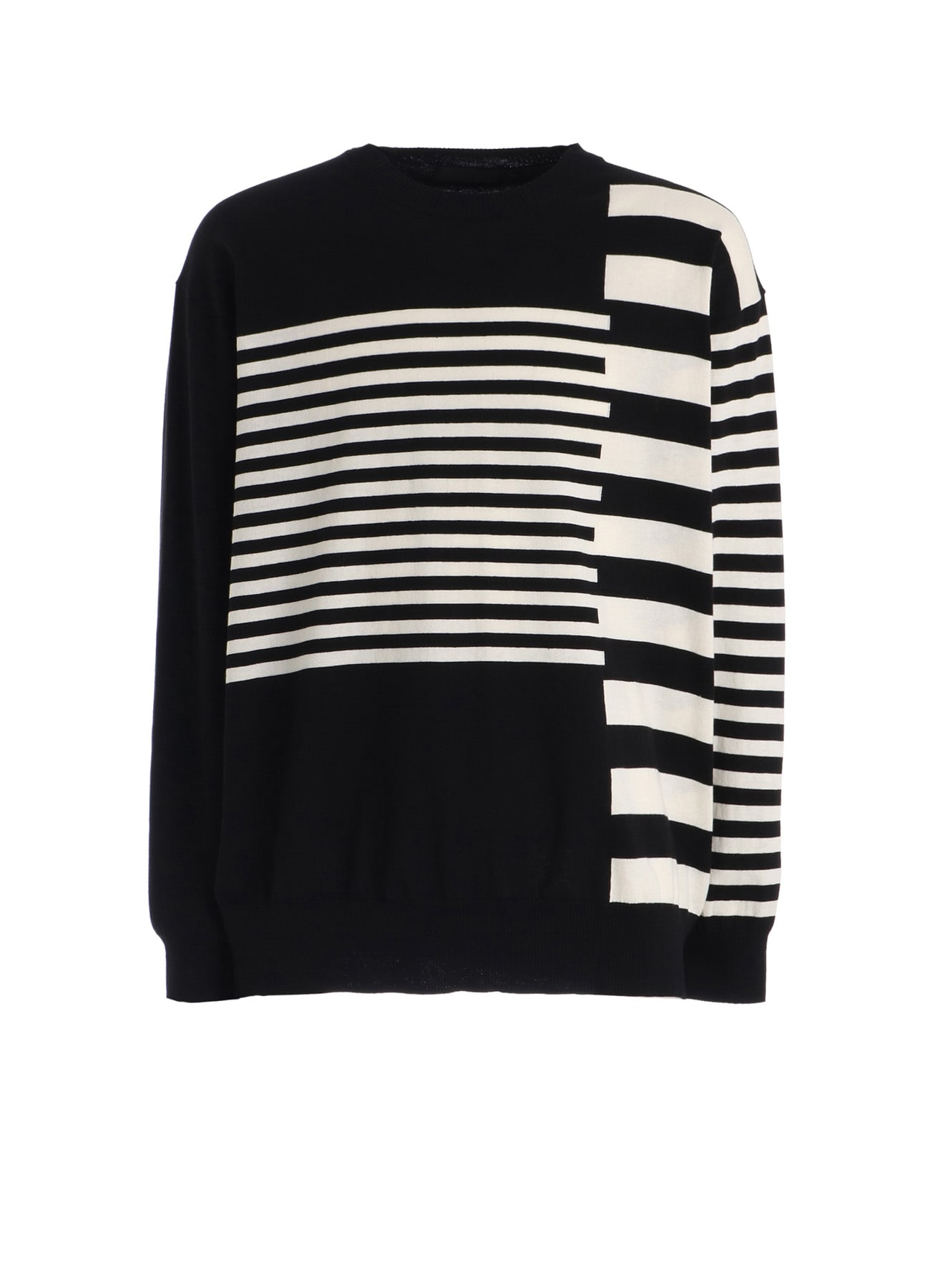 COTTON HIGH-TWIST INTARSIA BORDER PULLOVER