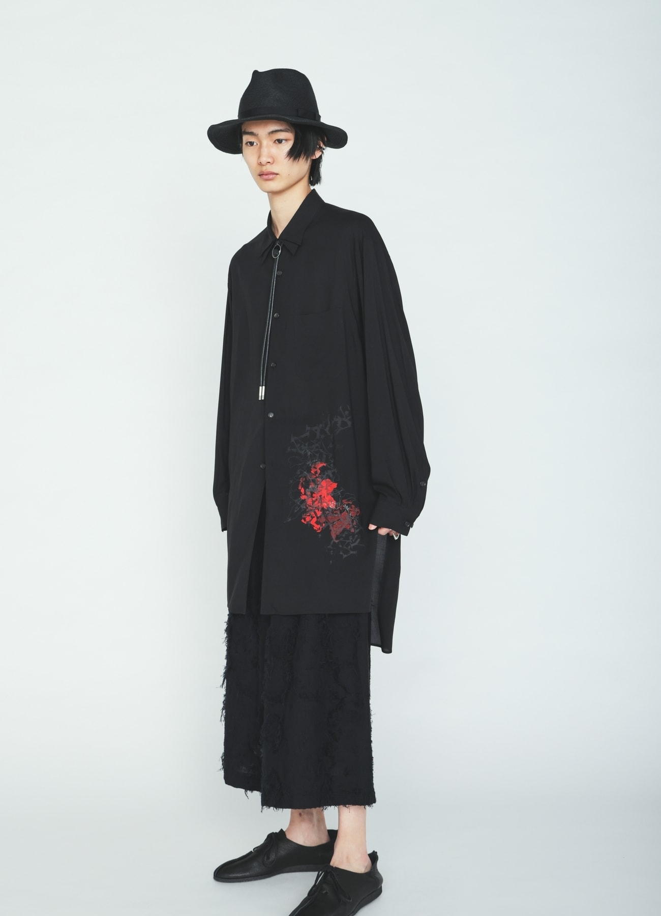 COTTON BOTANICAL SHEER JACQUARD CULOTTE PANTS