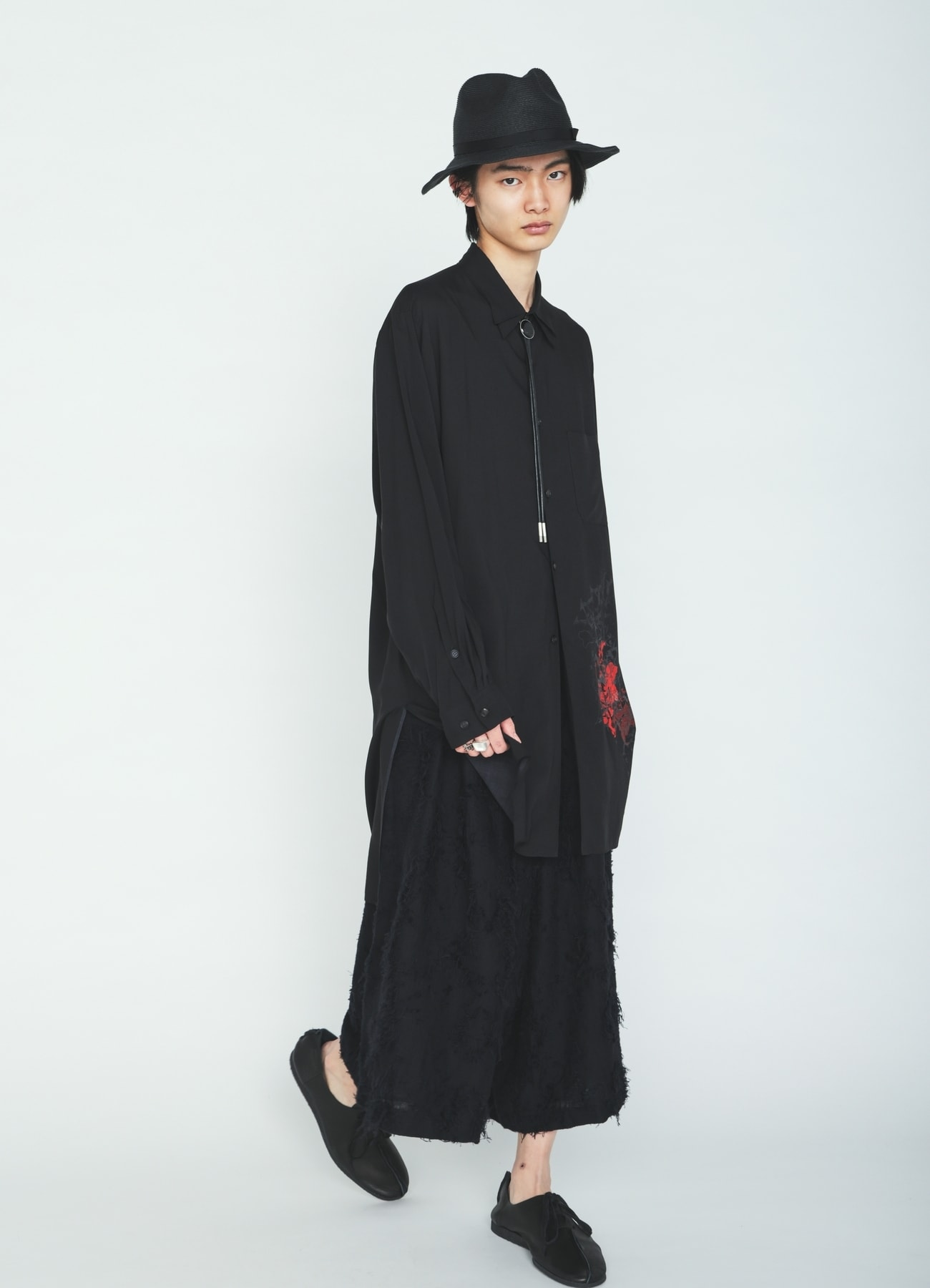 COTTON BOTANICAL SHEER JACQUARD CULOTTE PANTS