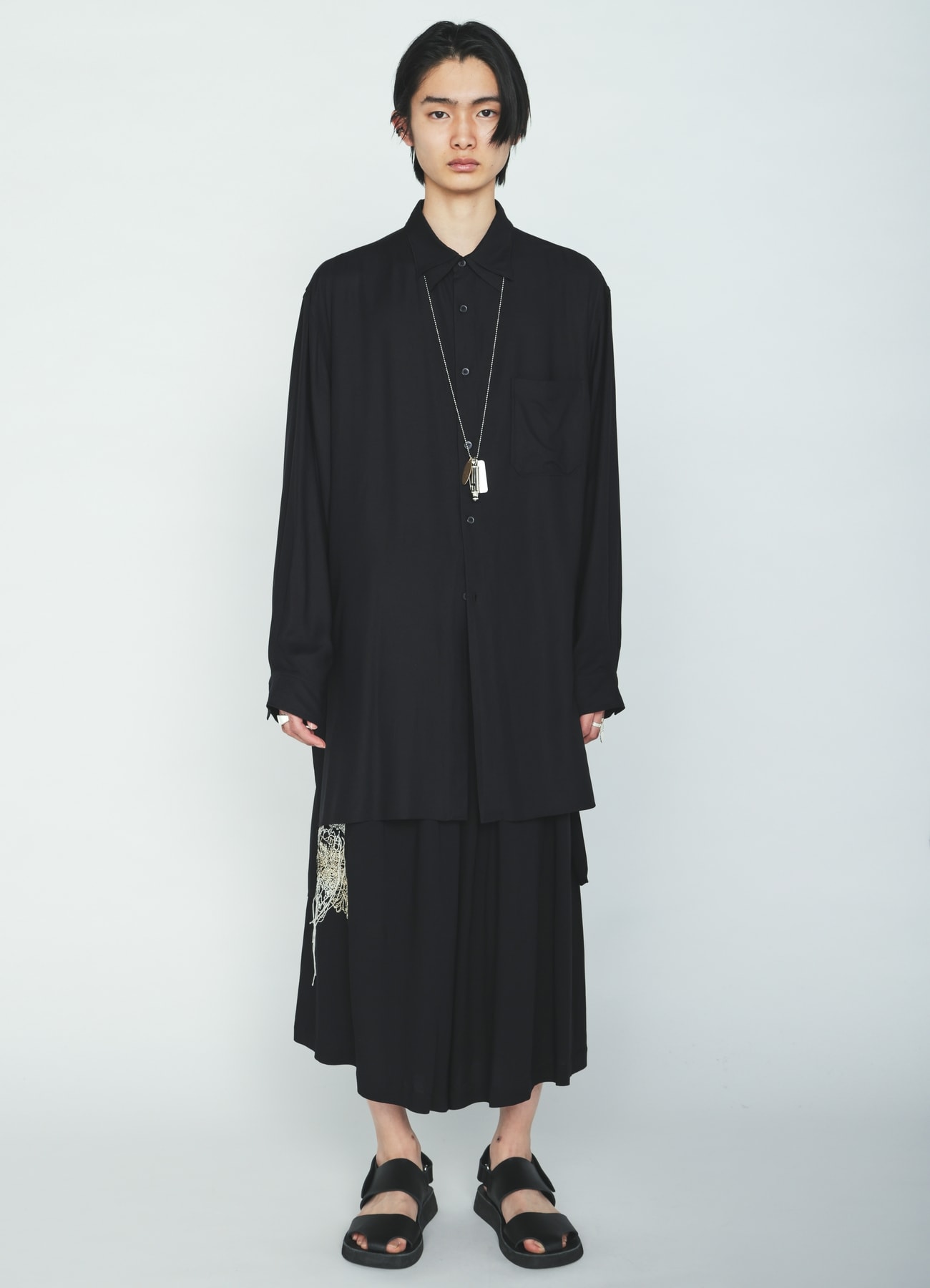 RAYON TWILL SKULL EMBROIDERY CULOTTE PANTS