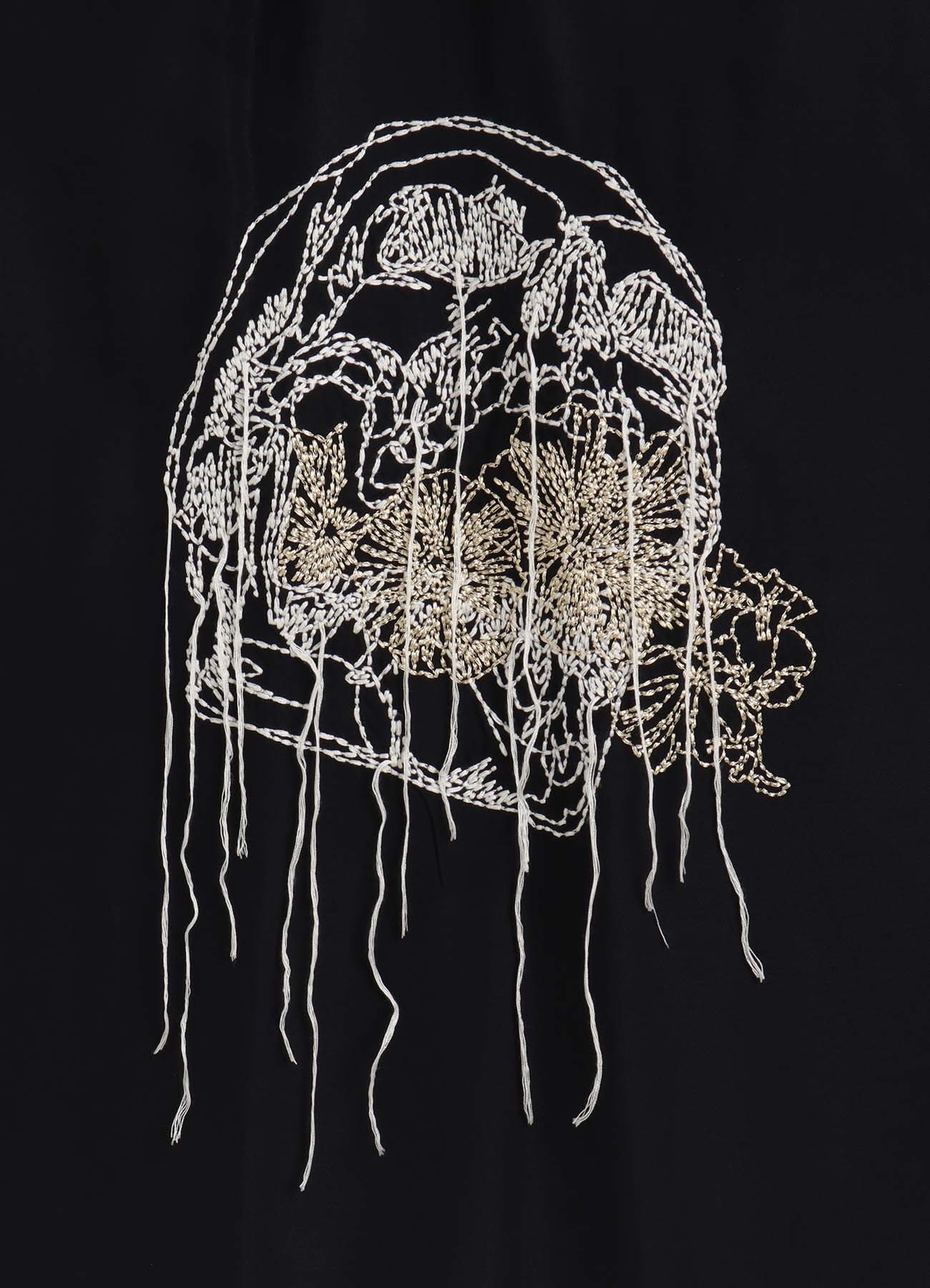 RAYON TWILL SKULL EMBROIDERY CULOTTE PANTS