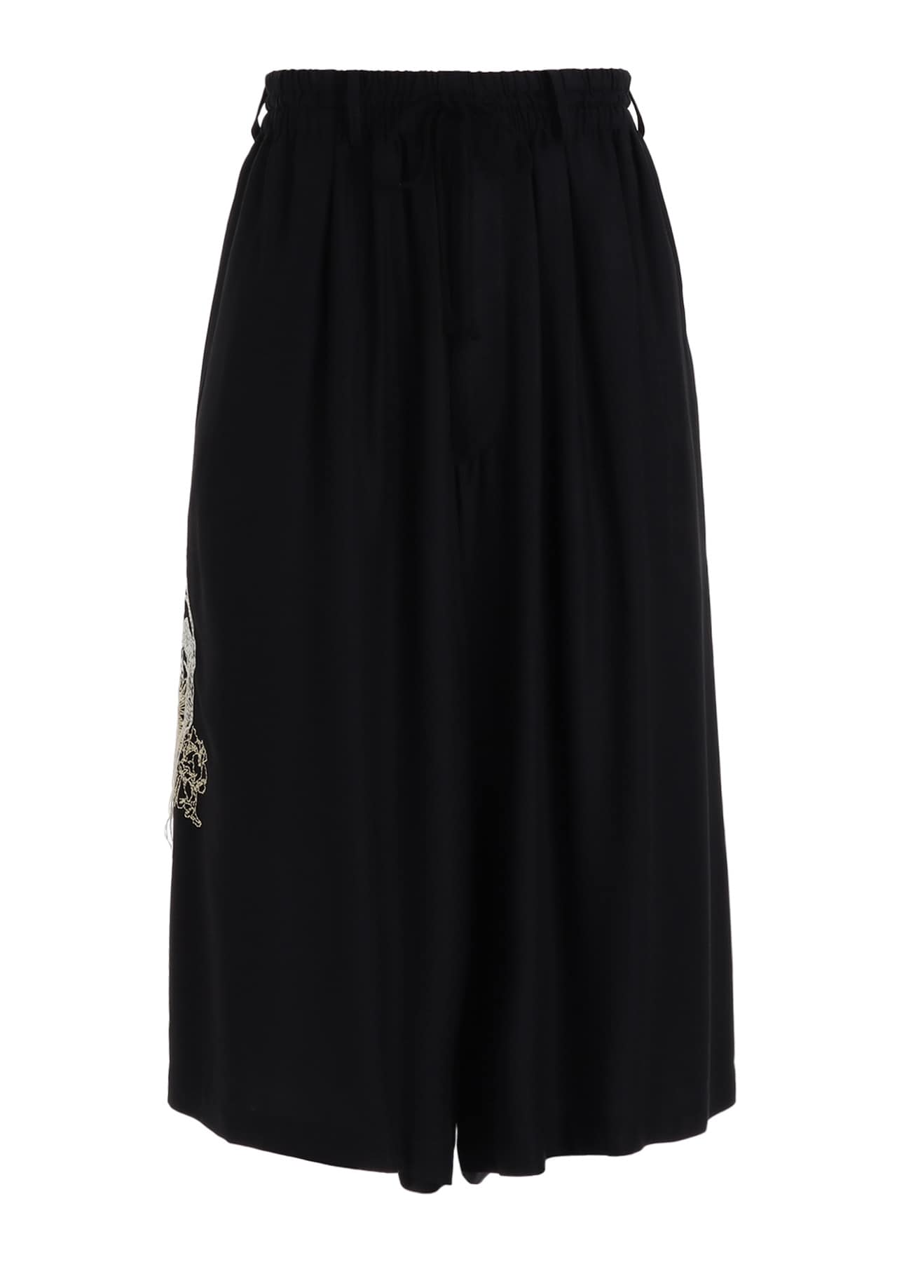 RAYON TWILL SKULL EMBROIDERY CULOTTE PANTS