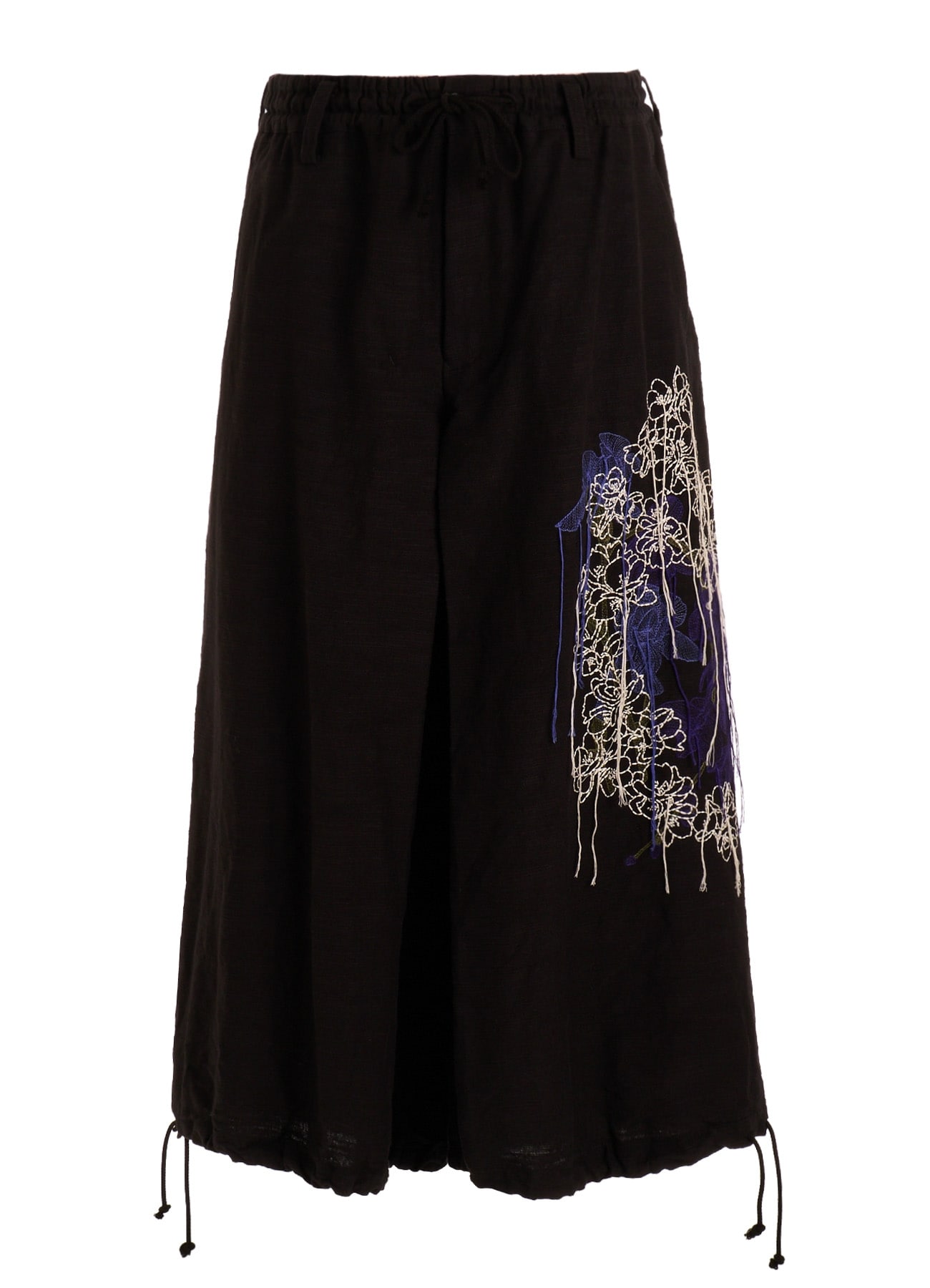 COTTON/LINEN FLOWER EMBROIDERY HAKAMA BALLOON PANTS