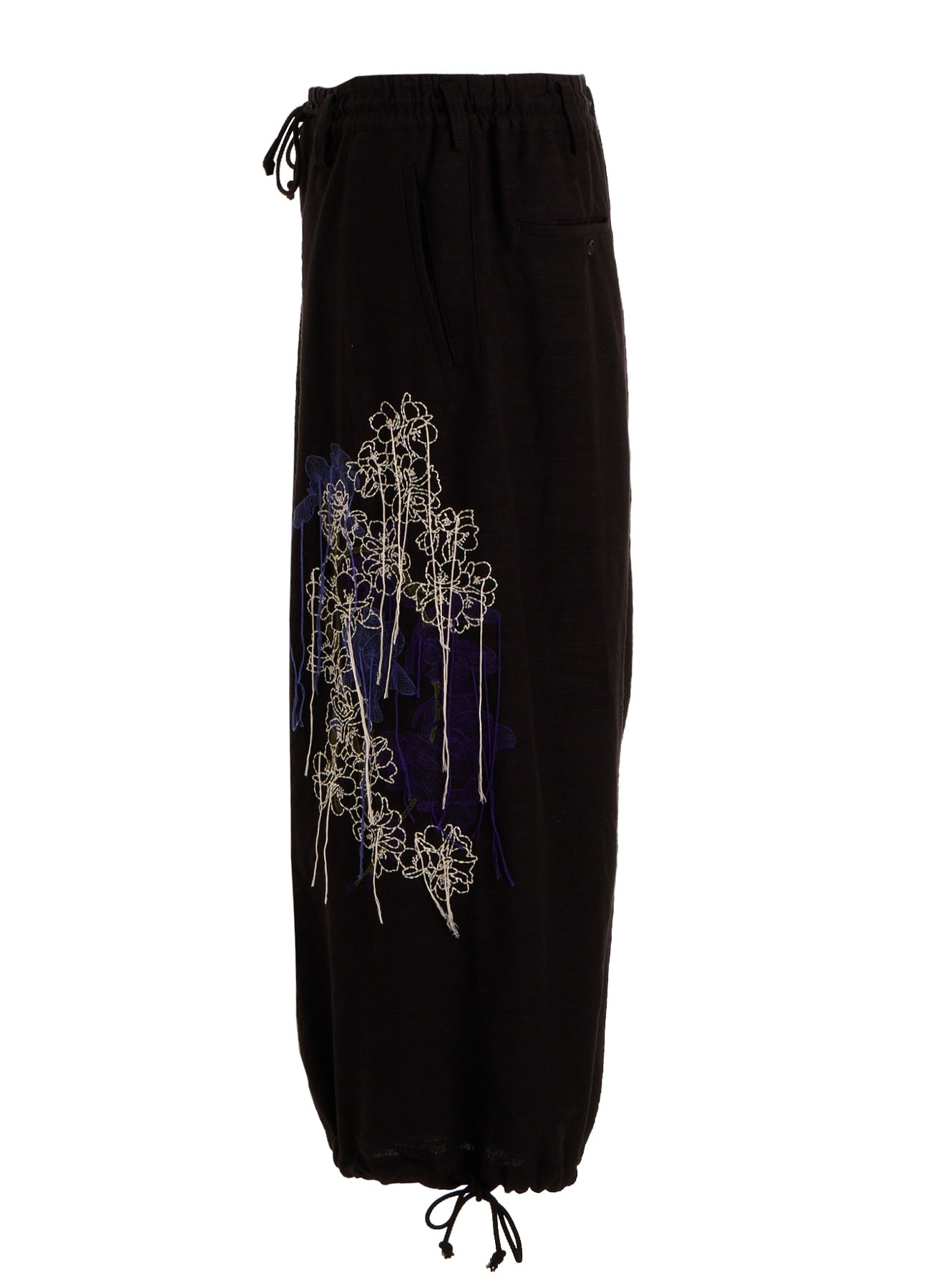 COTTON/LINEN FLOWER EMBROIDERY HAKAMA BALLOON PANTS