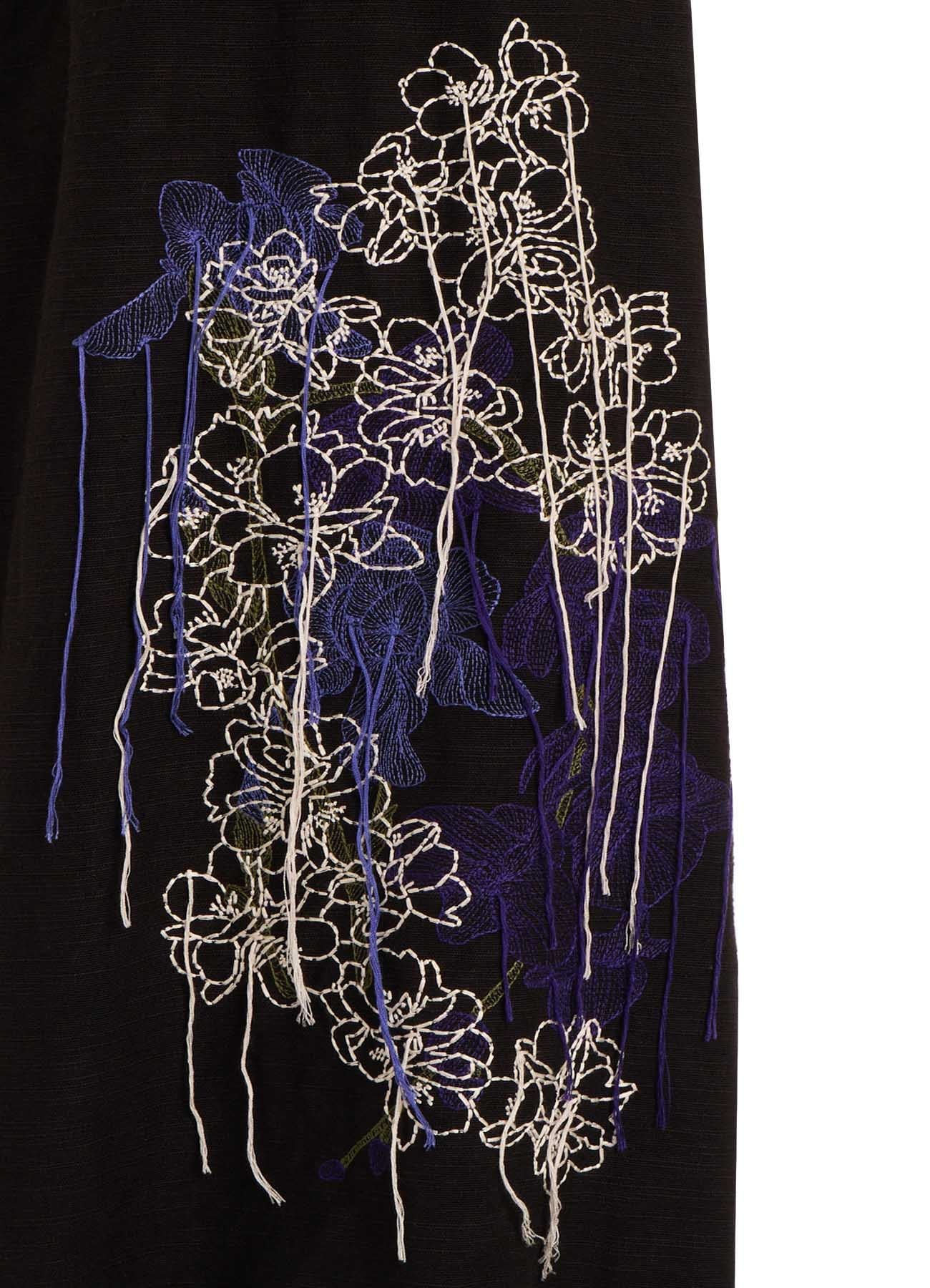 COTTON/LINEN FLOWER EMBROIDERY HAKAMA BALLOON PANTS