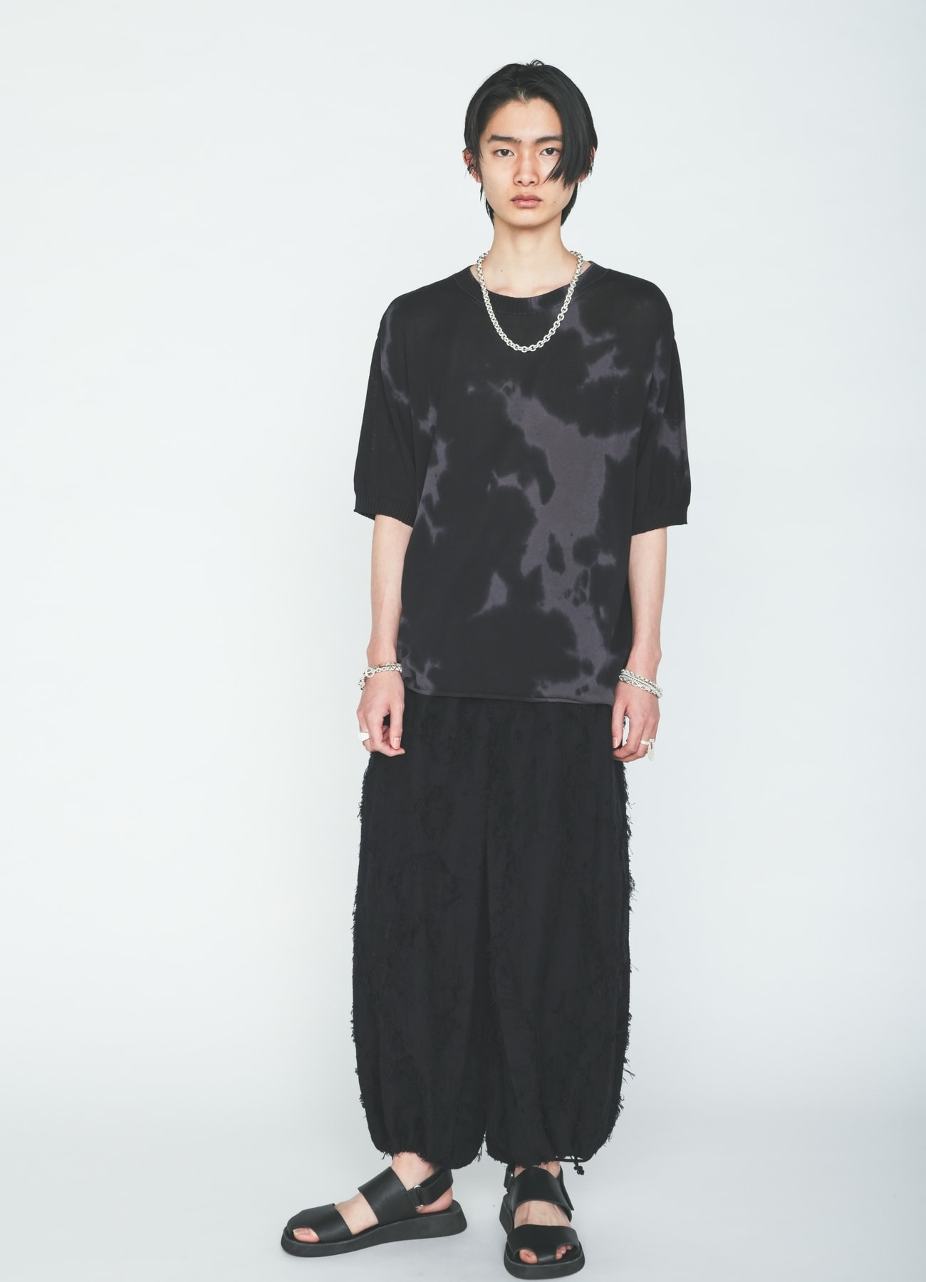 COTTON BOTANICAL SHEER JACQUARD HAKAMA BALLOON PANTS