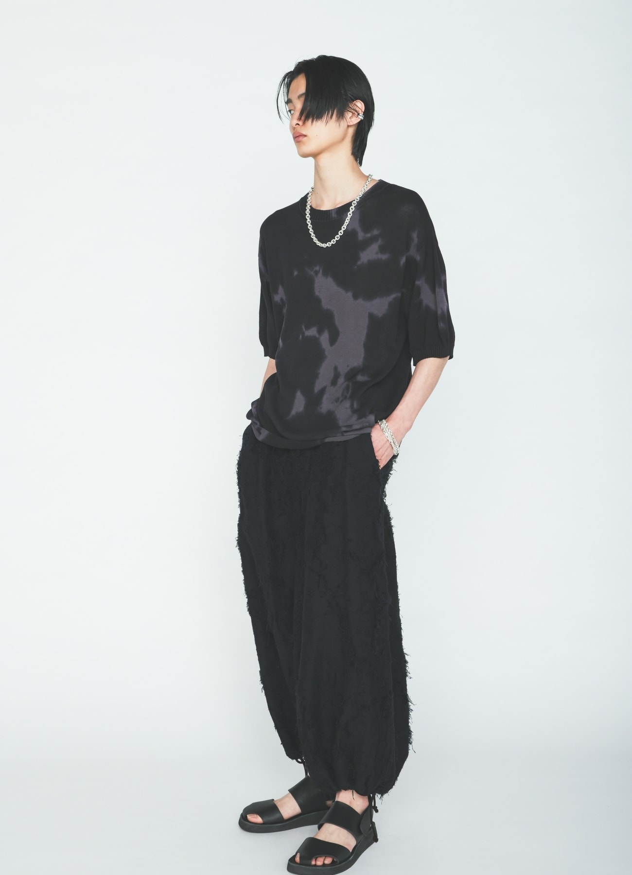 COTTON BOTANICAL SHEER JACQUARD HAKAMA BALLOON PANTS